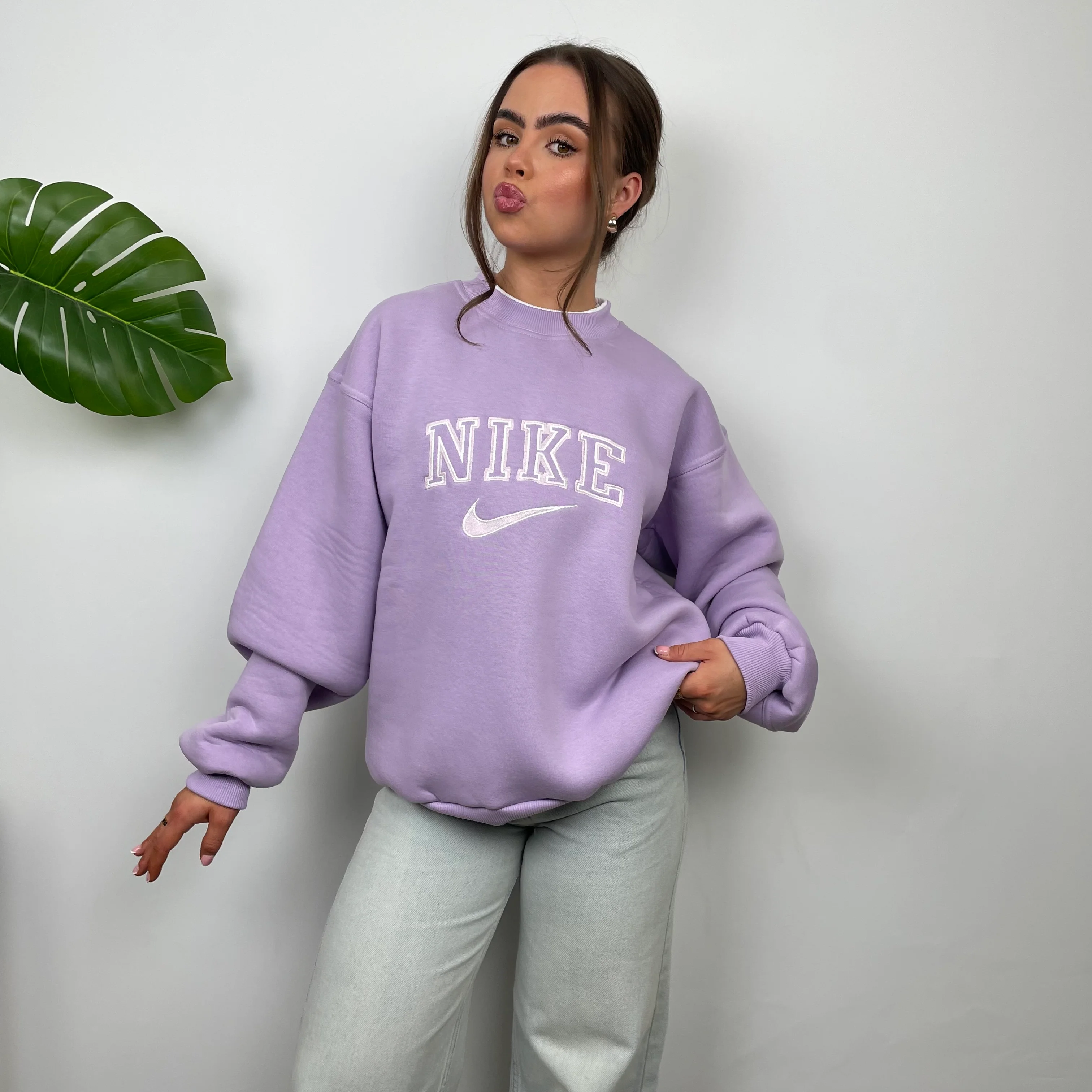 Nike Lilac Embroidered Spell Out Sweatshirt (S) - Image 6