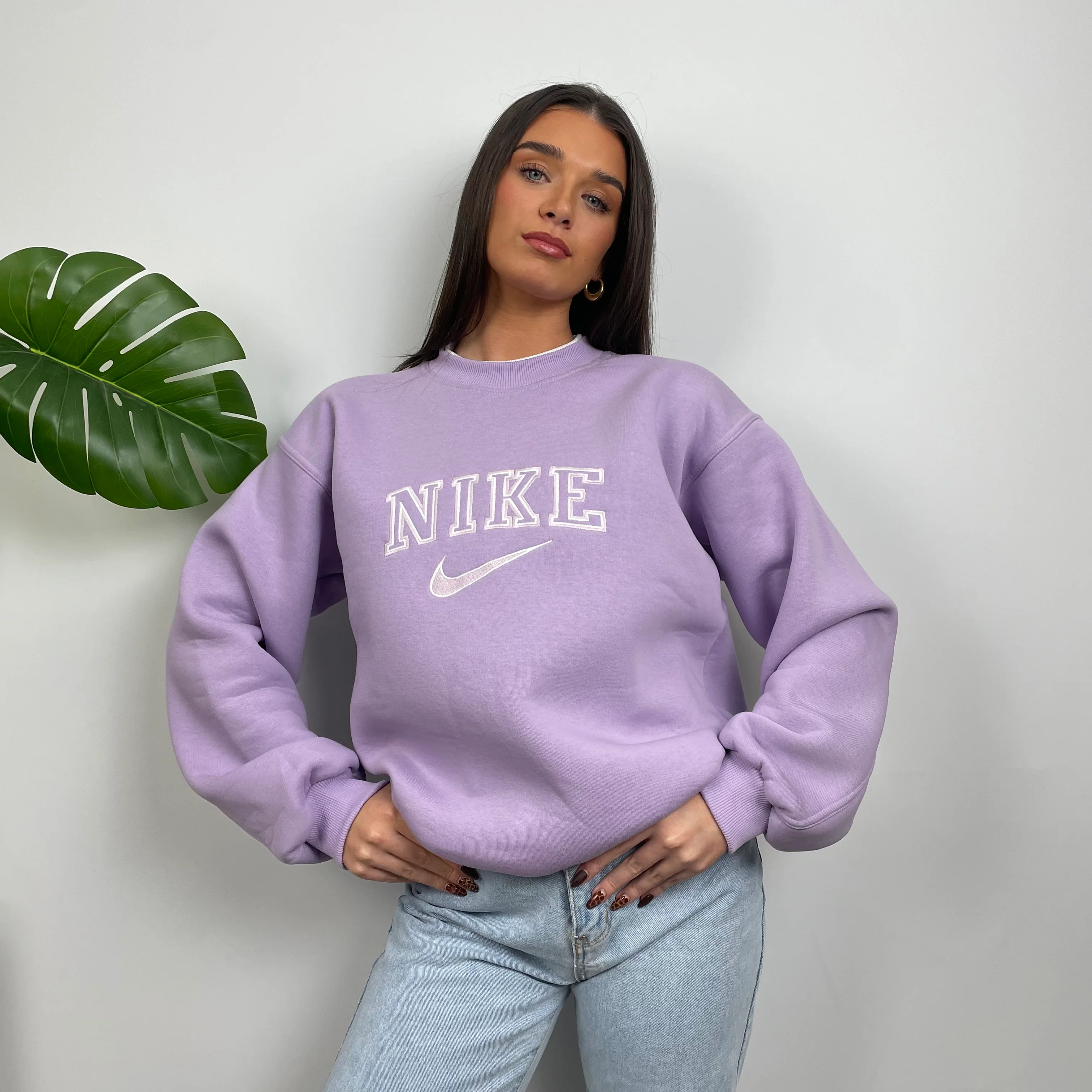 Nike Lilac Embroidered Spell Out Sweatshirt (S) - Image 3