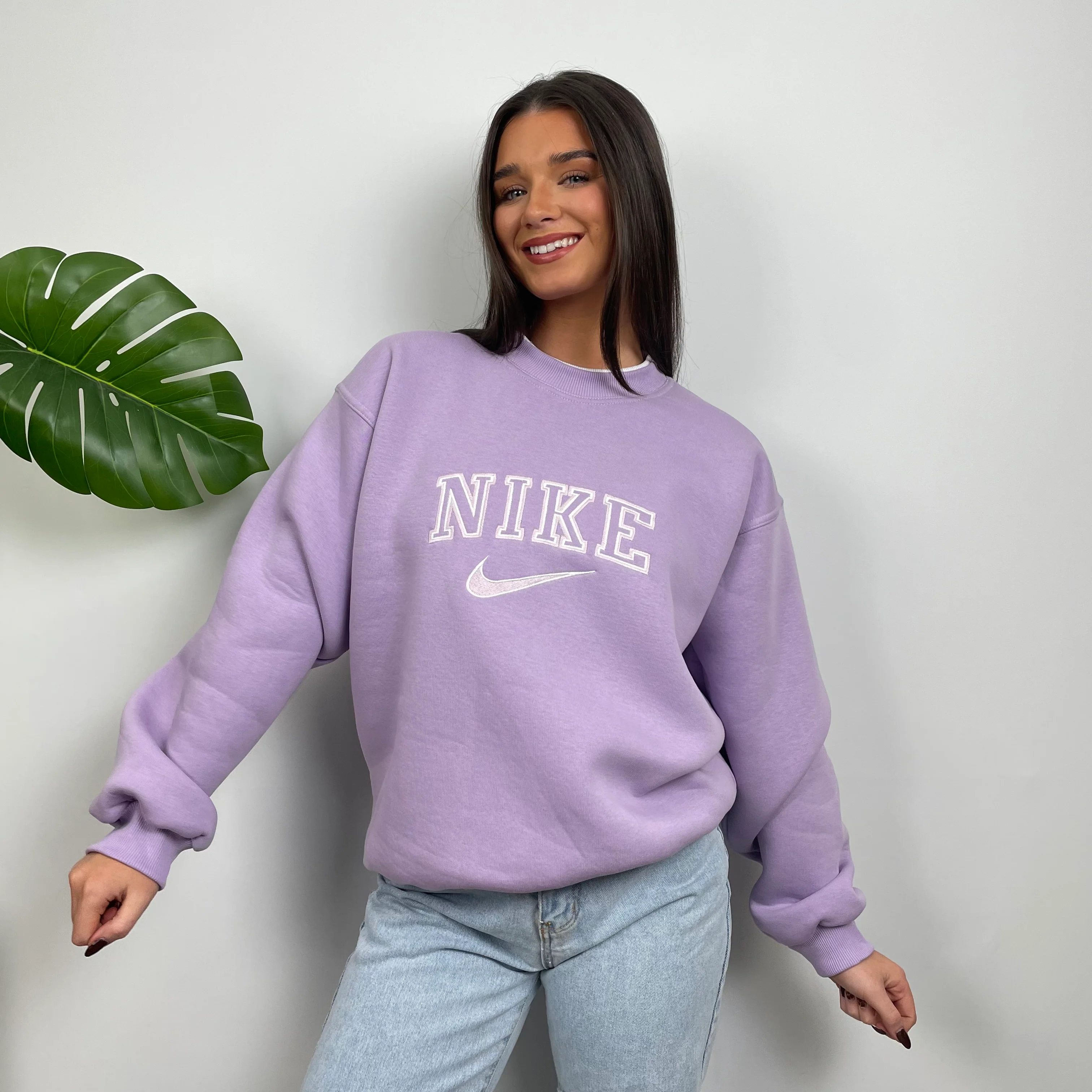 Nike Lilac Embroidered Spell Out Sweatshirt (S) - Image 4