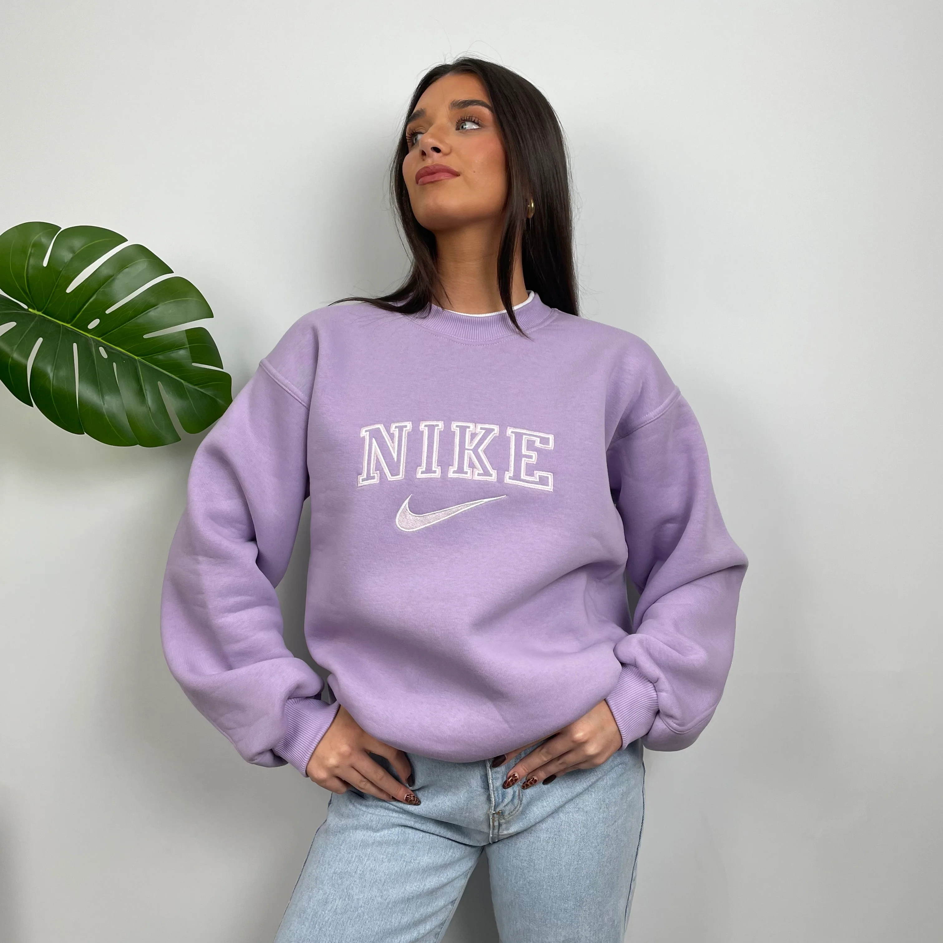 Nike Lilac Embroidered Spell Out Sweatshirt (S) - Image 5