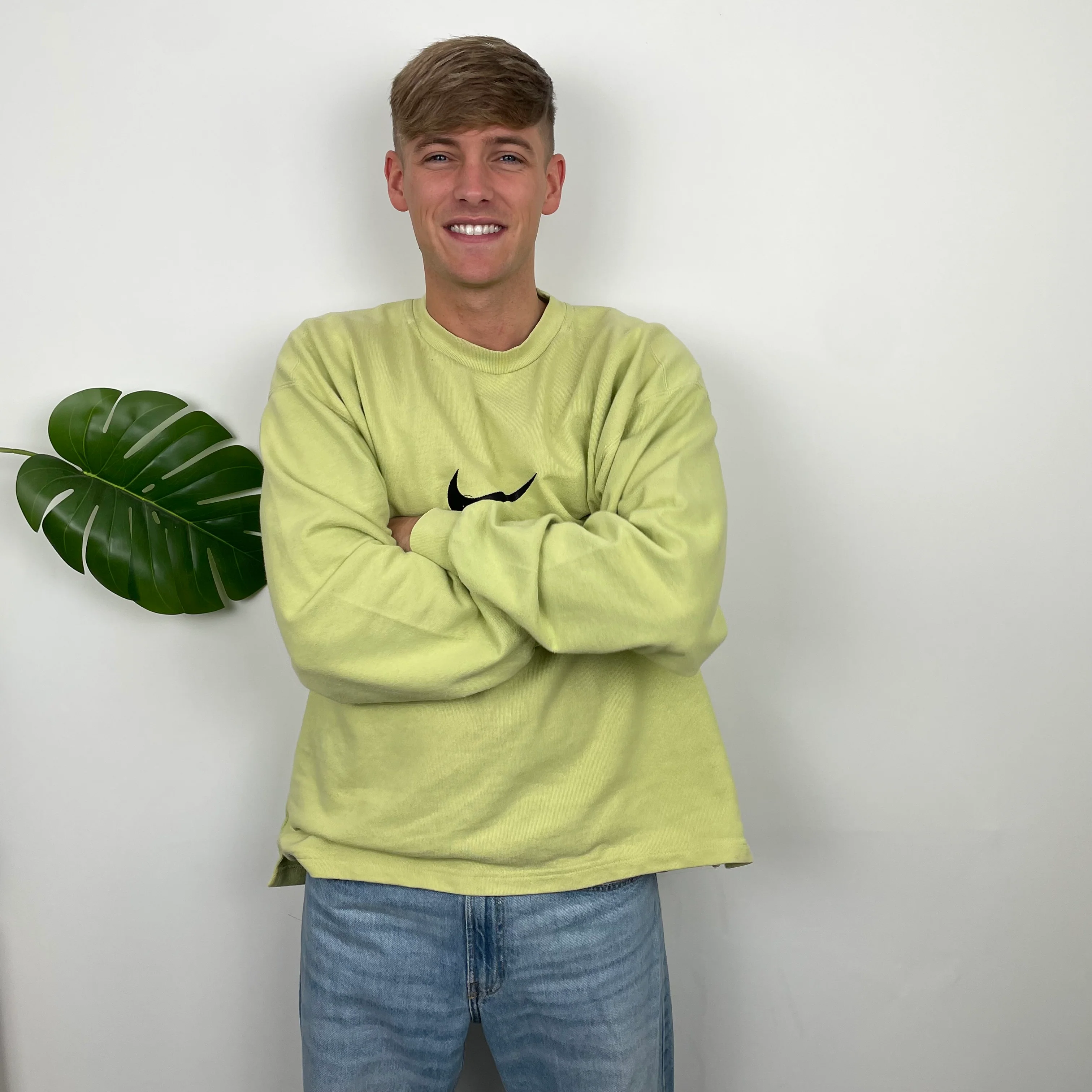 Nike Lime Embroidered Swoosh Sweatshirt (XL) - Image 4