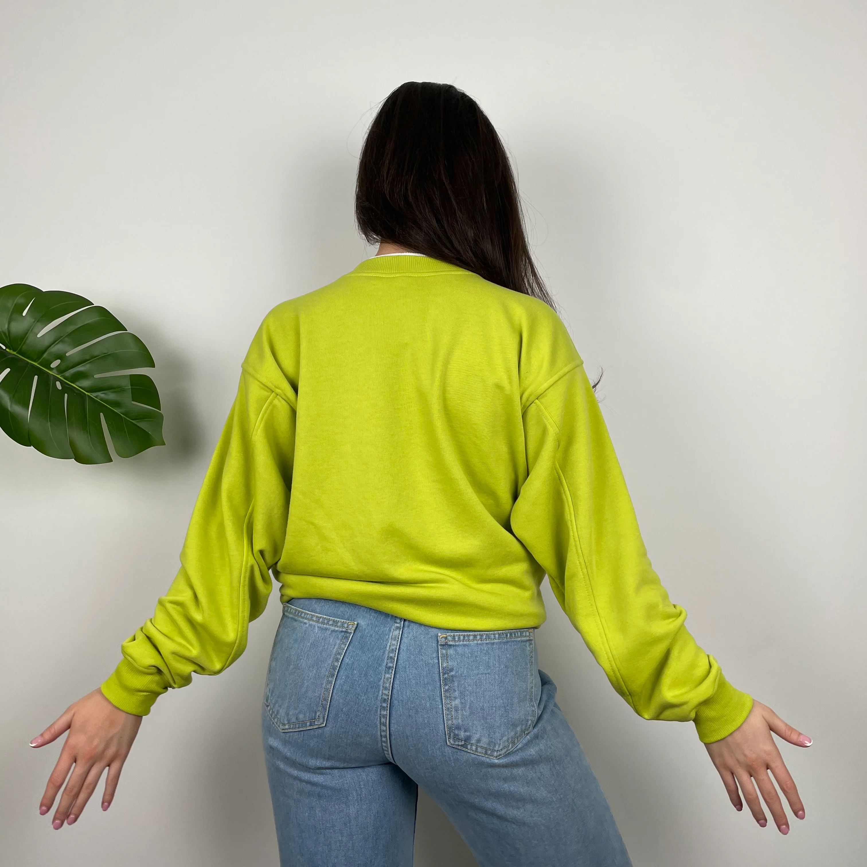Nike Lime Green Embroidered Spell Out Sweatshirt (L) - Image 5
