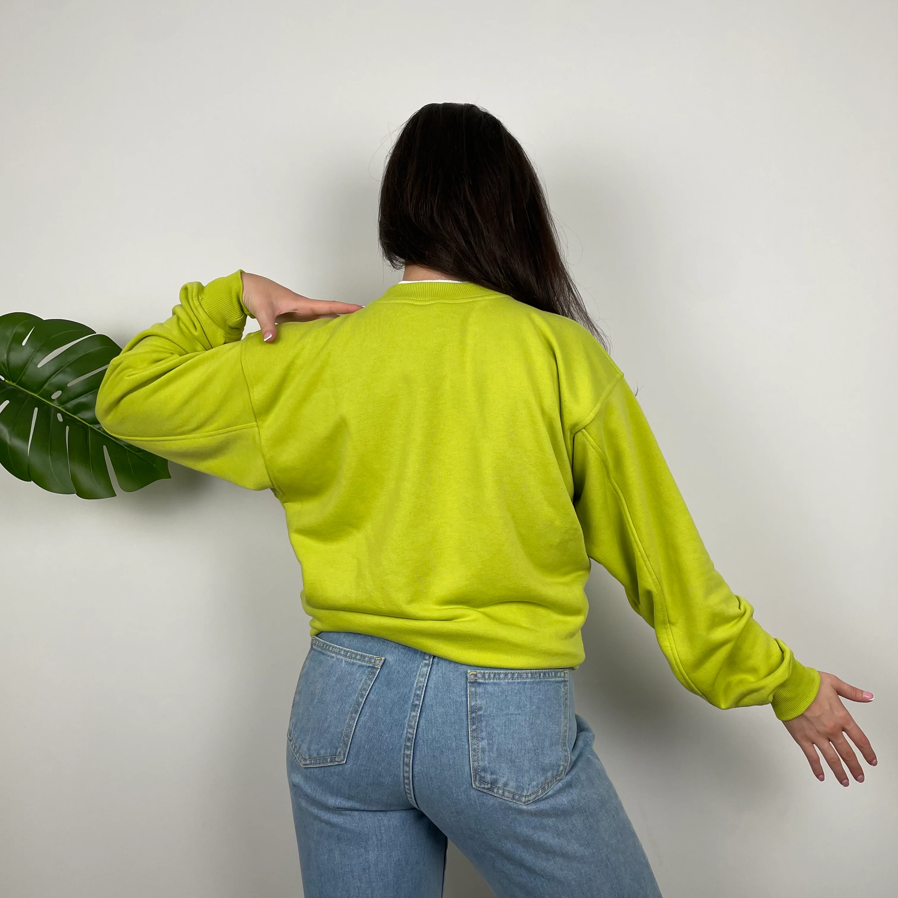 Nike Lime Green Embroidered Spell Out Sweatshirt (L) - Image 6