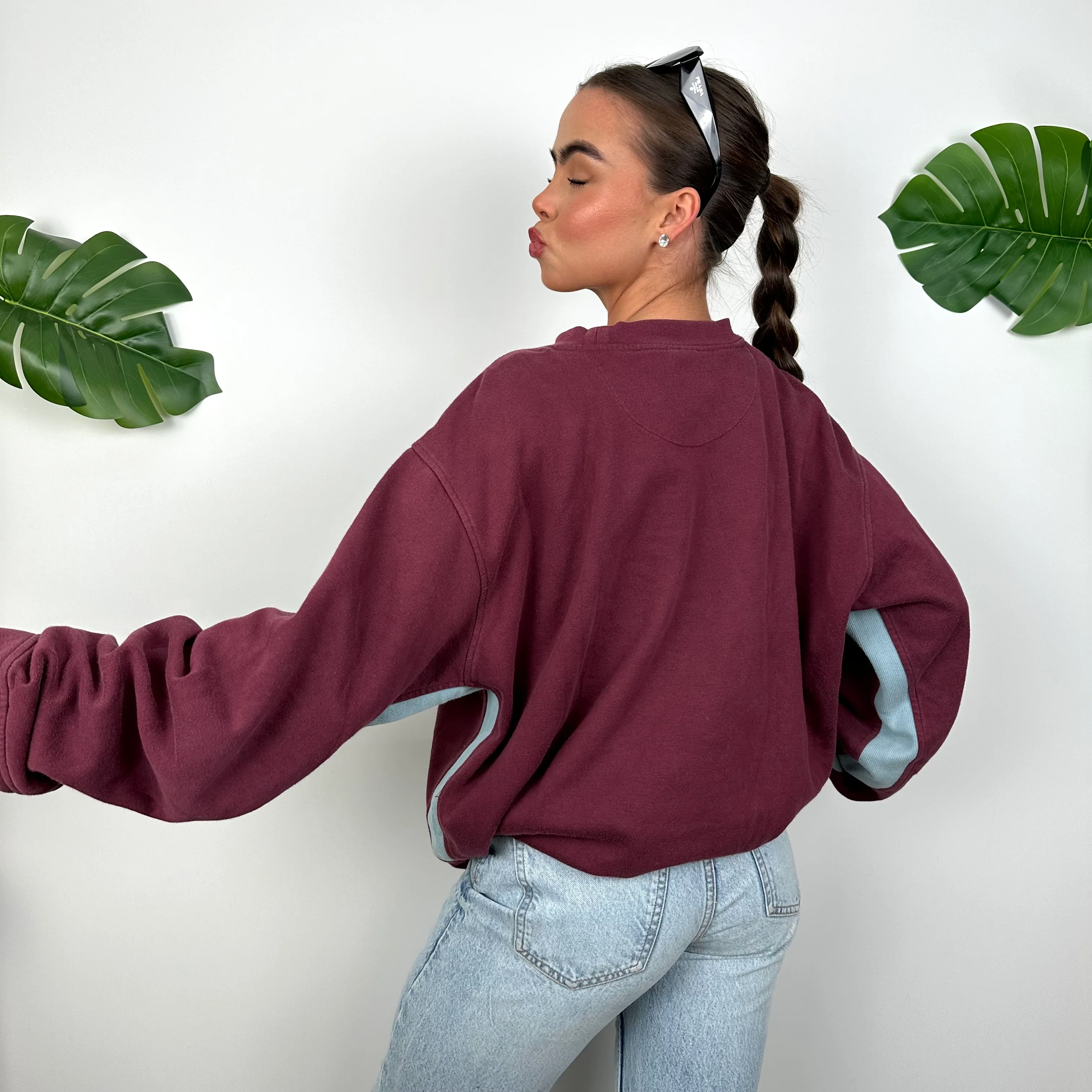 Nike Maroon Embroidered Spell Out Sweatshirt (XL) - Image 3