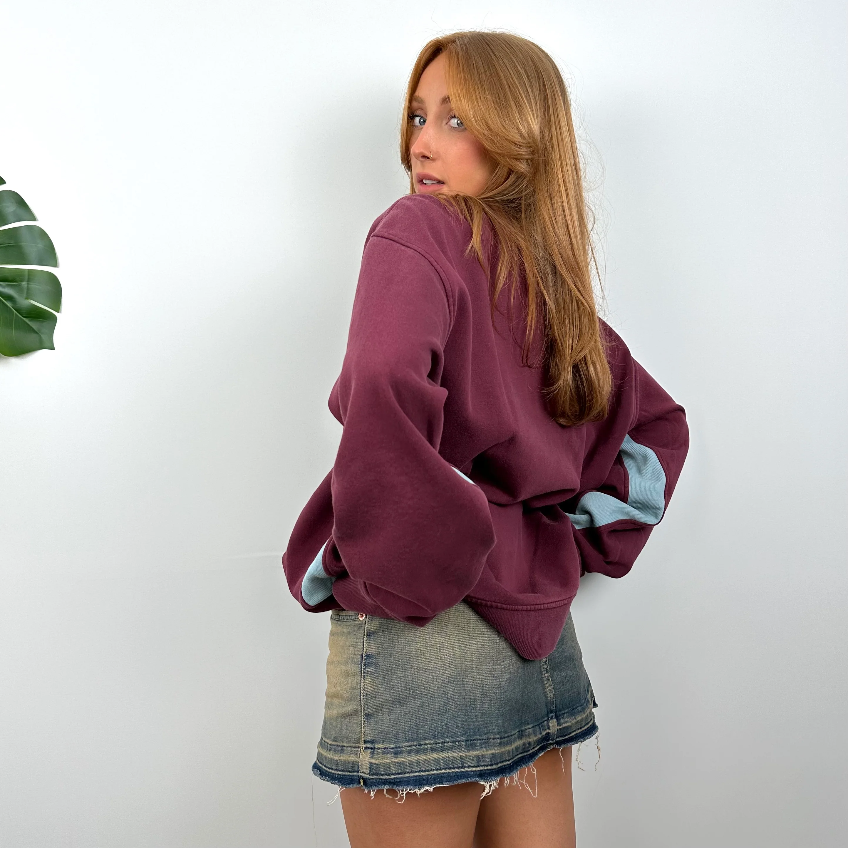 Nike Maroon Embroidered Spell Out Sweatshirt (XXL) - Image 7
