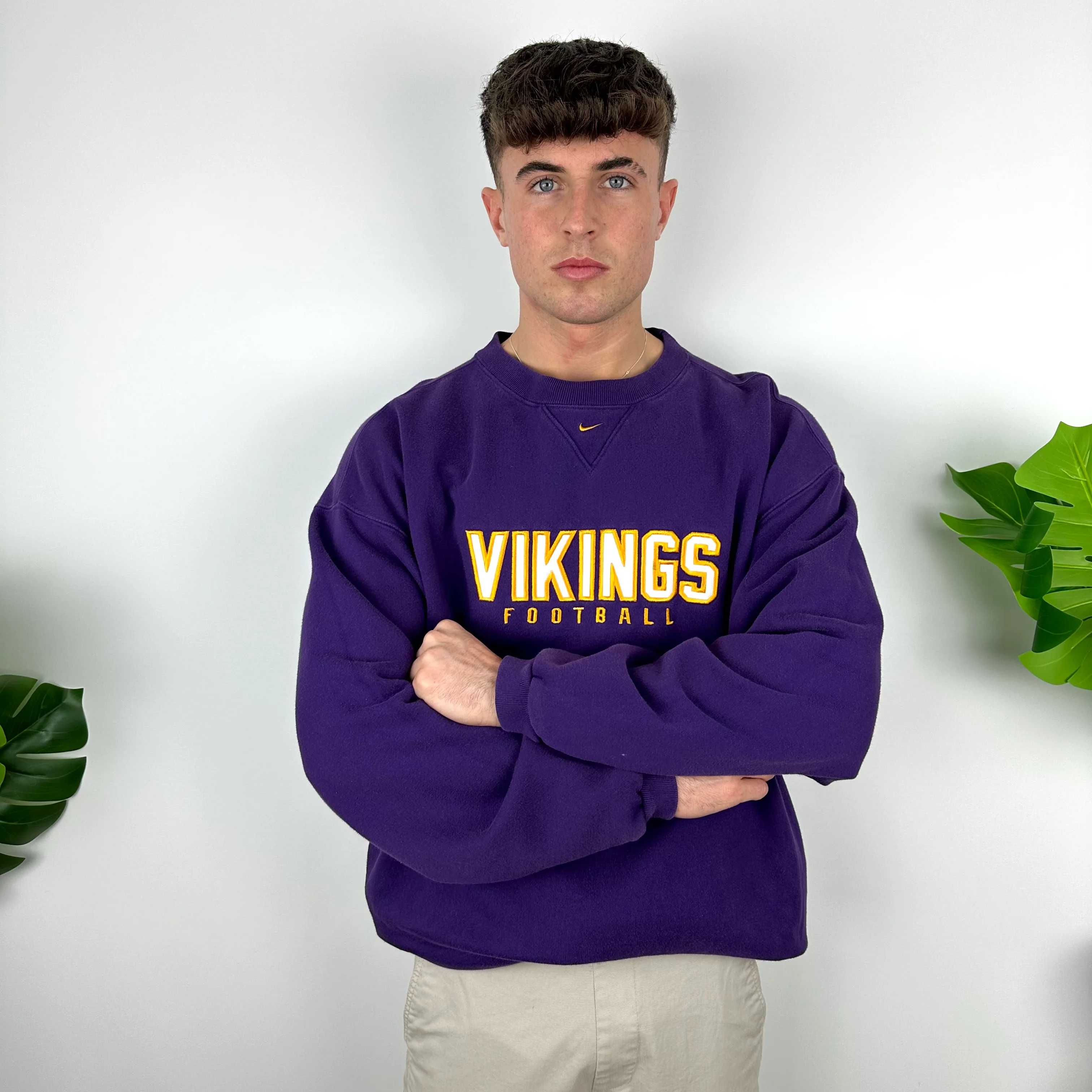 Nike Minnesota Vikings Purple Embroidered Spell Out Sweatshirt (XL) - Image 4