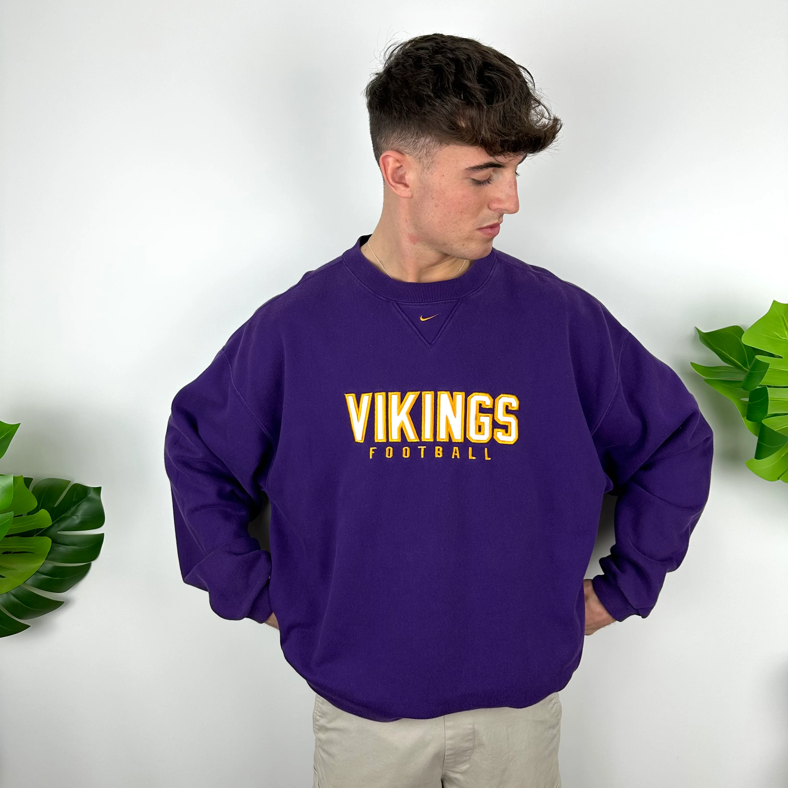 Nike Minnesota Vikings Purple Embroidered Spell Out Sweatshirt (XL) - Image 6