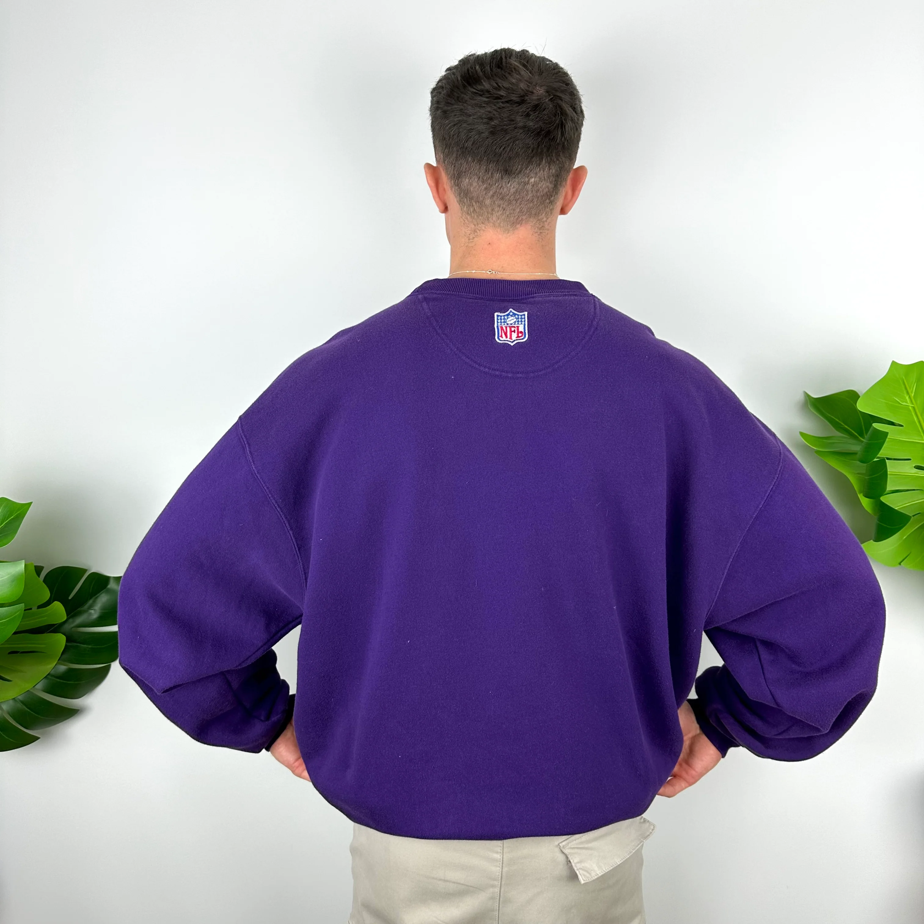 Nike Minnesota Vikings Purple Embroidered Spell Out Sweatshirt (XL) - Image 7