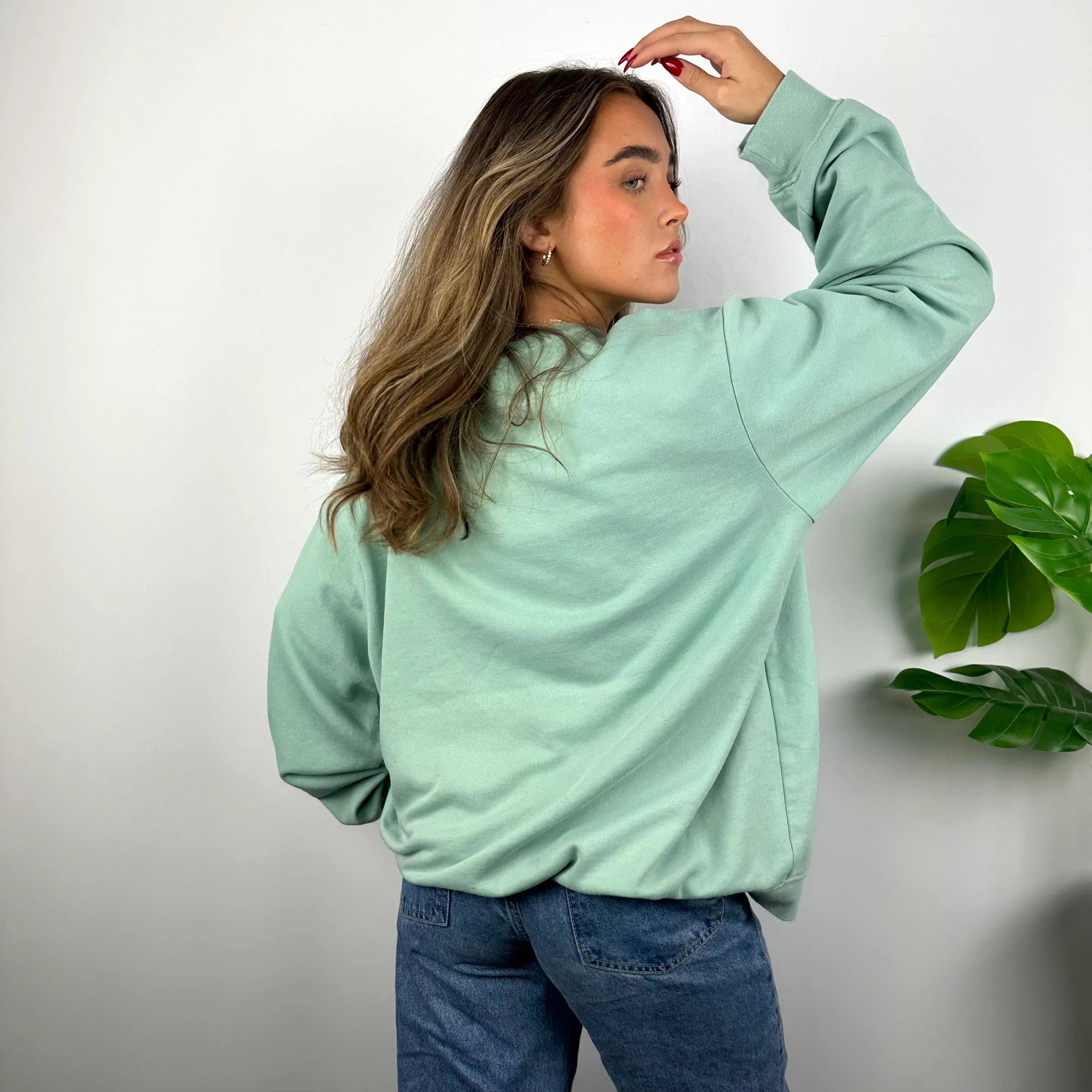 Nike Mint Green Embroidered Spell Out Sweatshirt (L) - Image 4