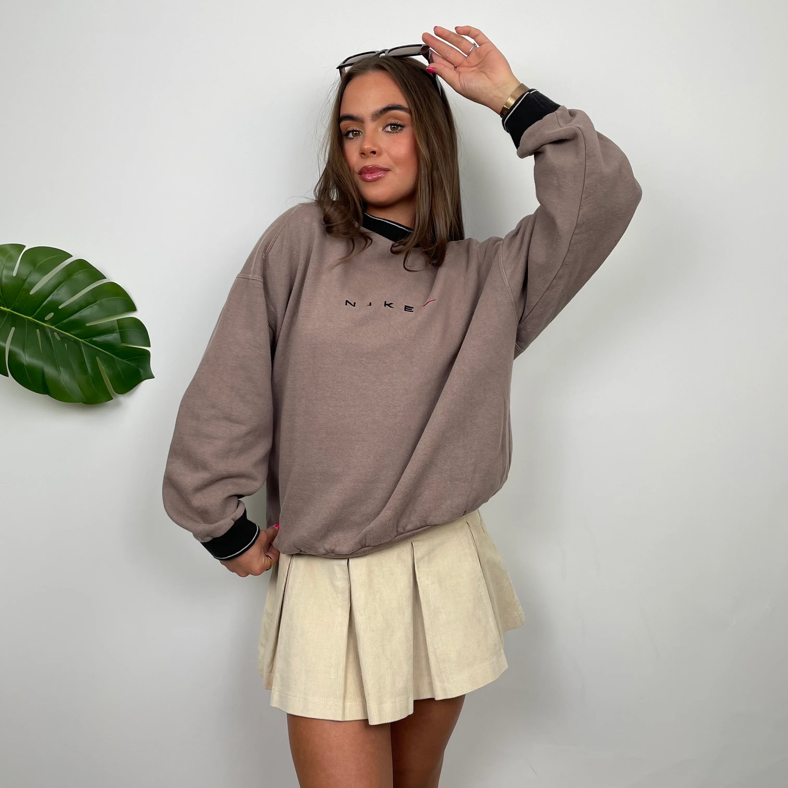 Nike Mocha Brown Embroidered Swoosh Sweatshirt (S) - Image 2