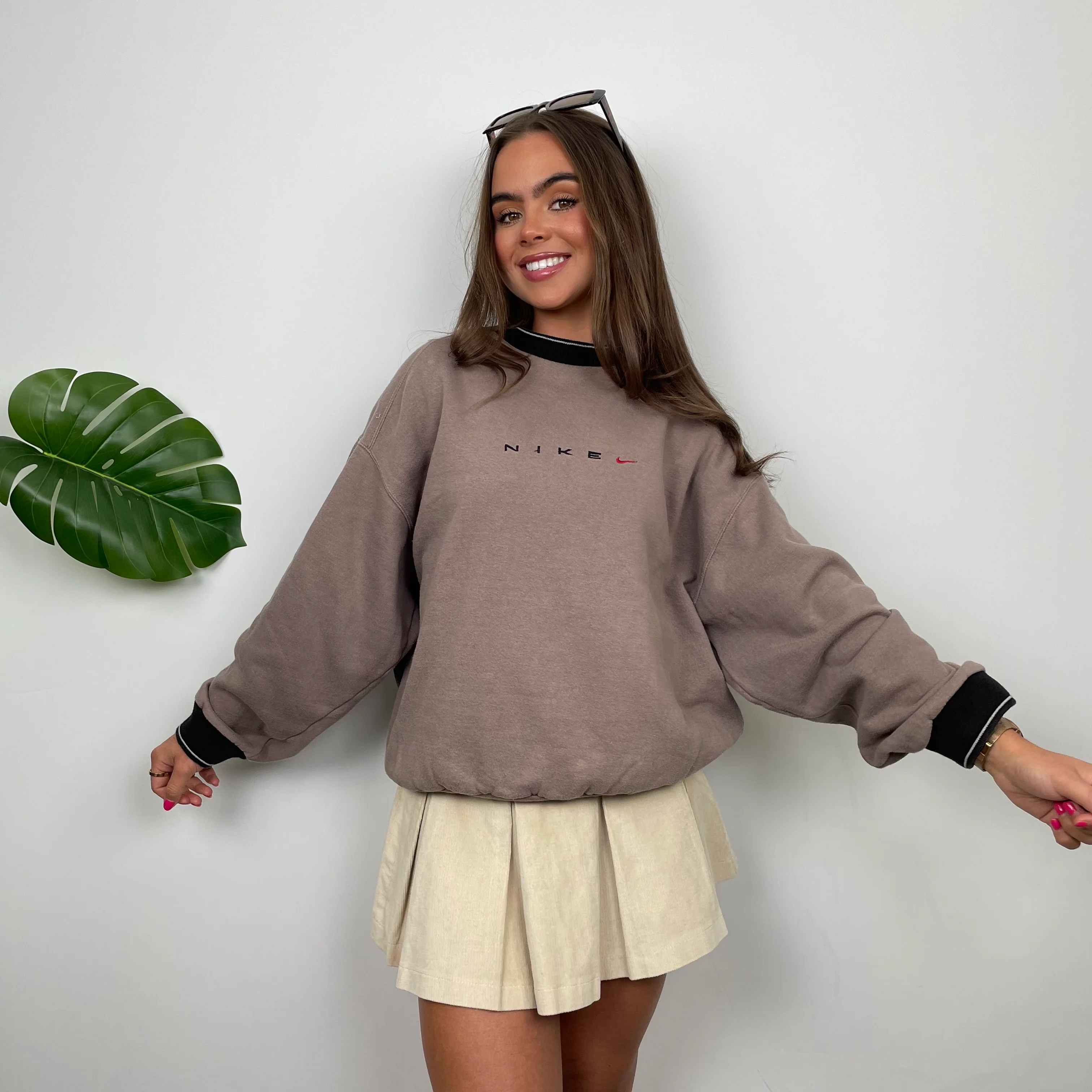 Nike Mocha Brown Embroidered Swoosh Sweatshirt (S) - Image 3