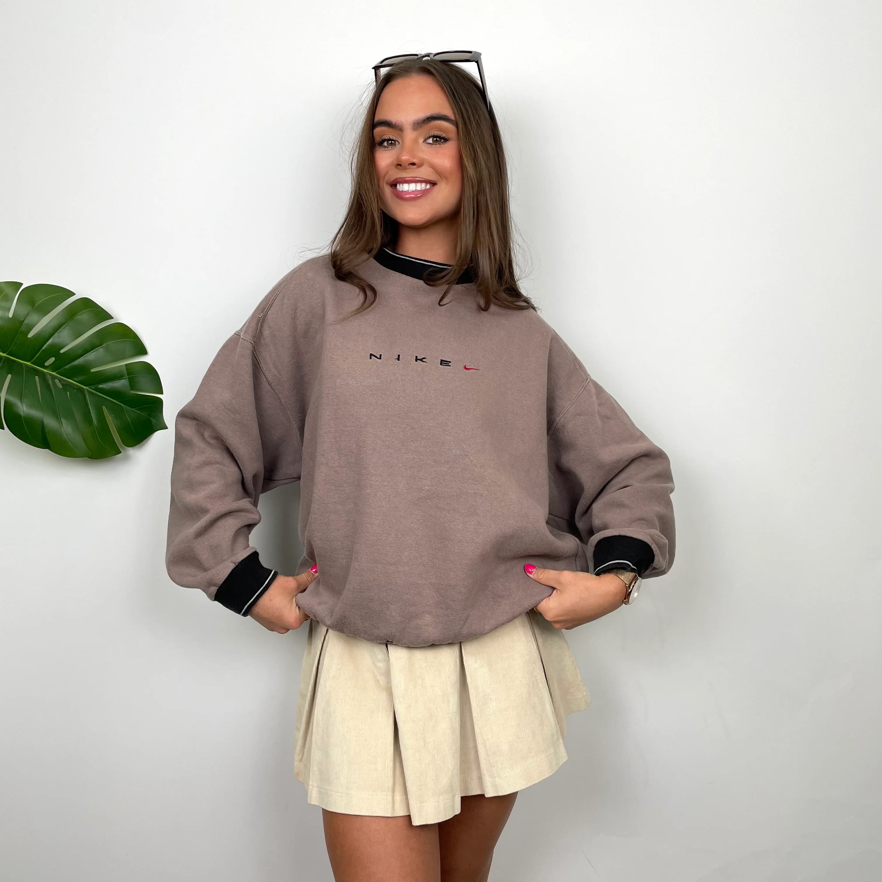 Nike Mocha Brown Embroidered Swoosh Sweatshirt (S) - Image 4