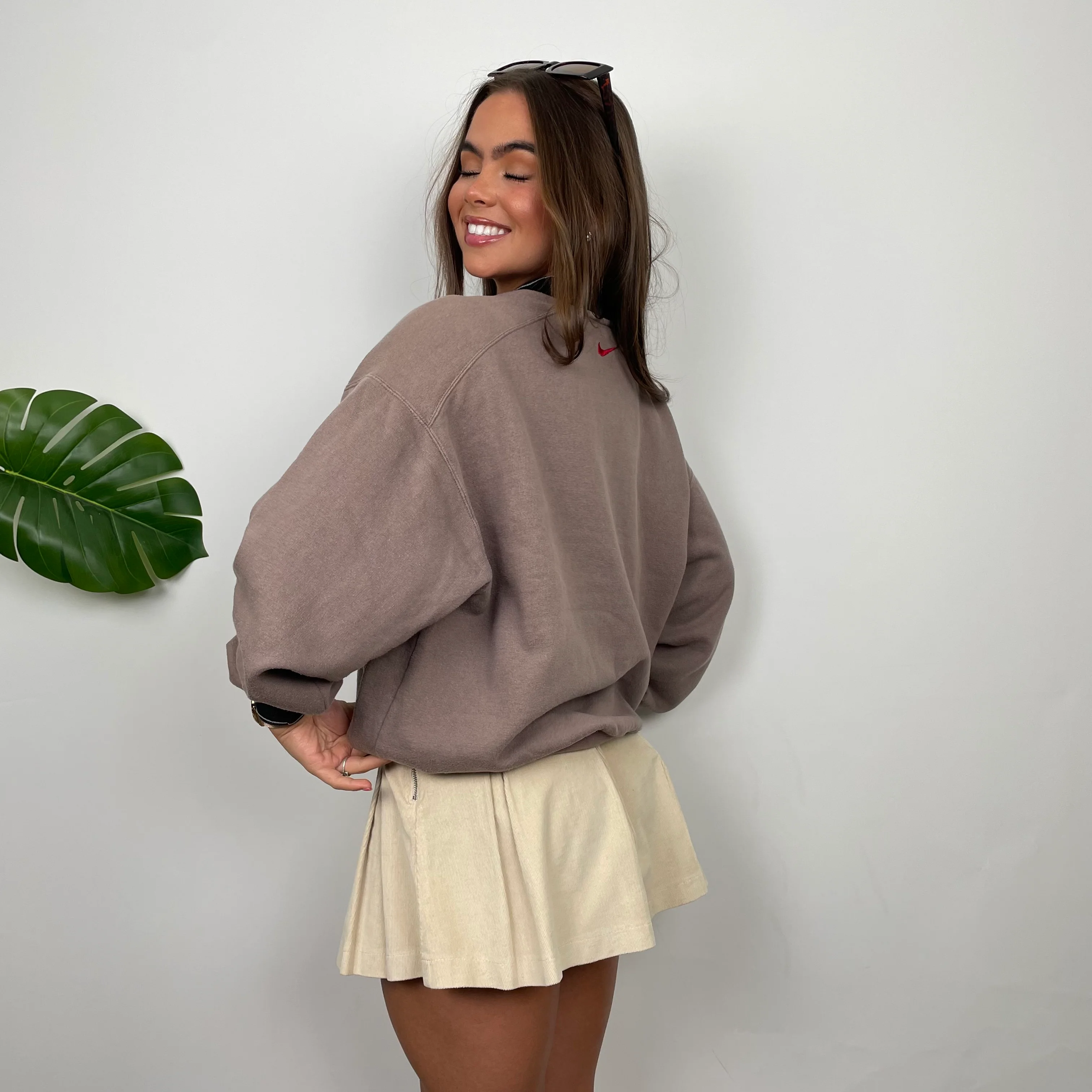 Nike Mocha Brown Embroidered Swoosh Sweatshirt (S) - Image 7