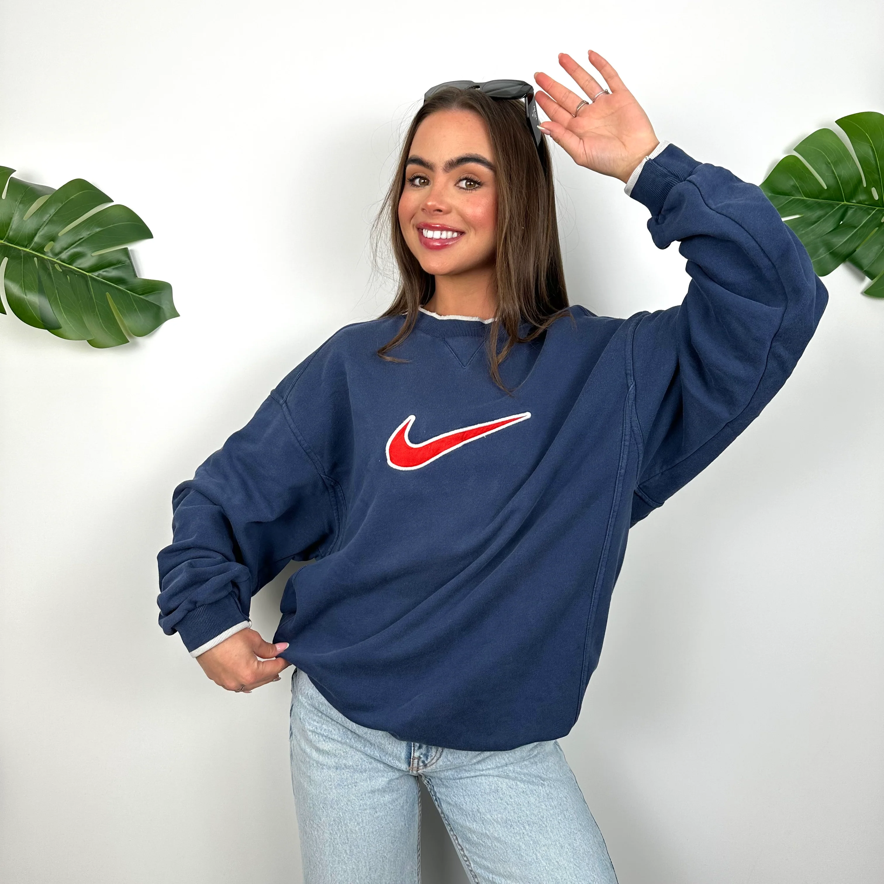 Nike Navy Embroidered Centre Swoosh Sweatshirt (L) - Image 2