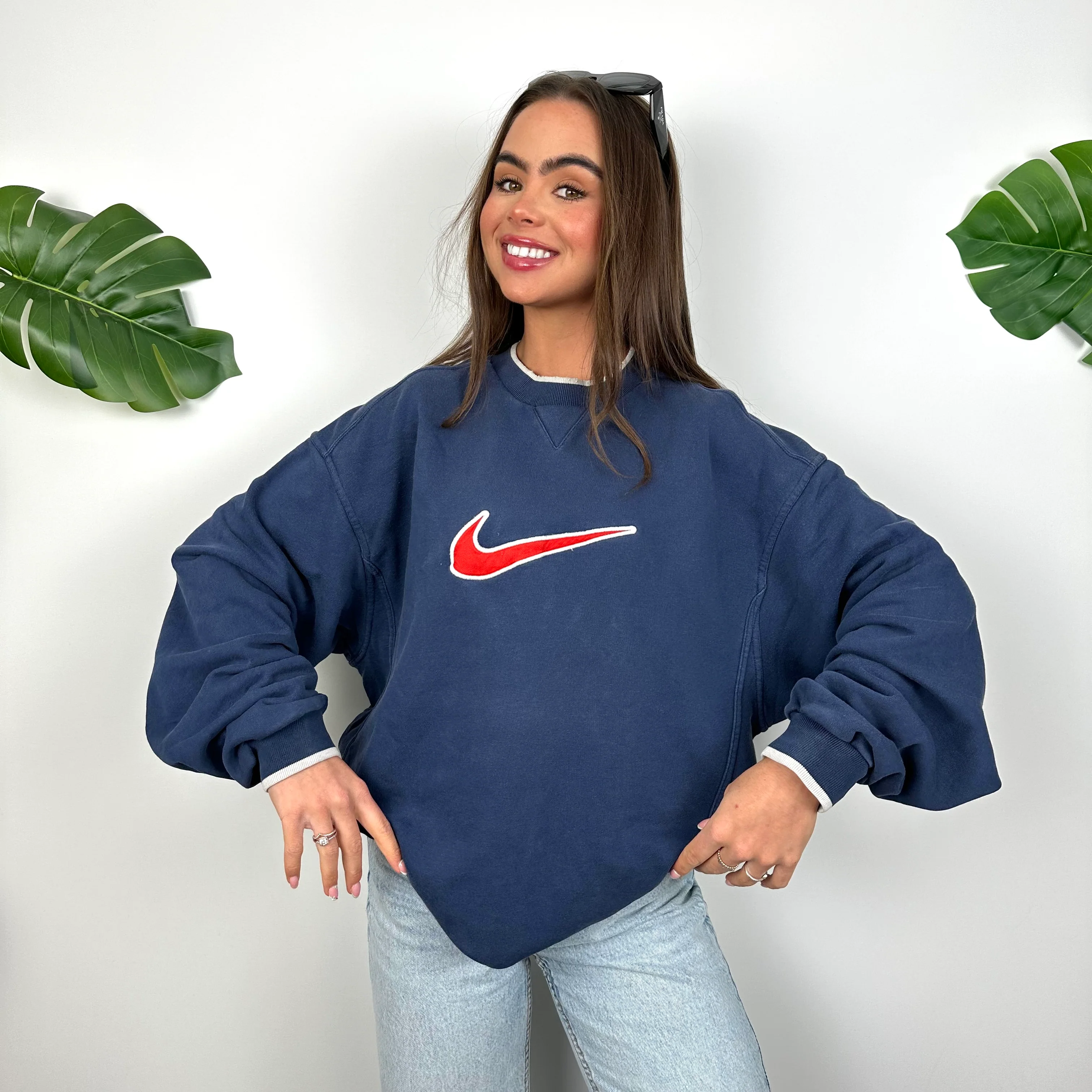 Nike Navy Embroidered Centre Swoosh Sweatshirt (L) - Image 3
