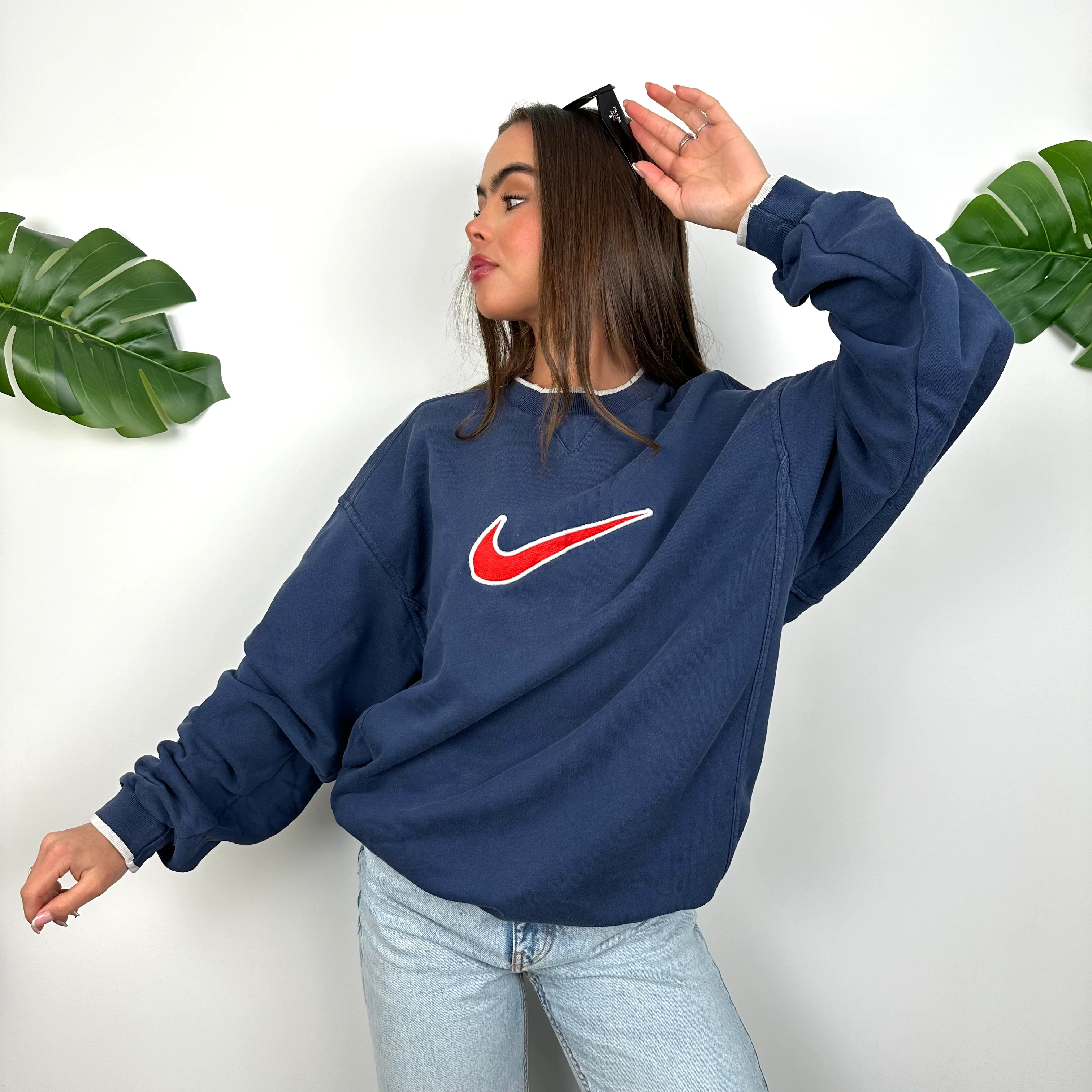 Nike Navy Embroidered Centre Swoosh Sweatshirt (L) - Image 4