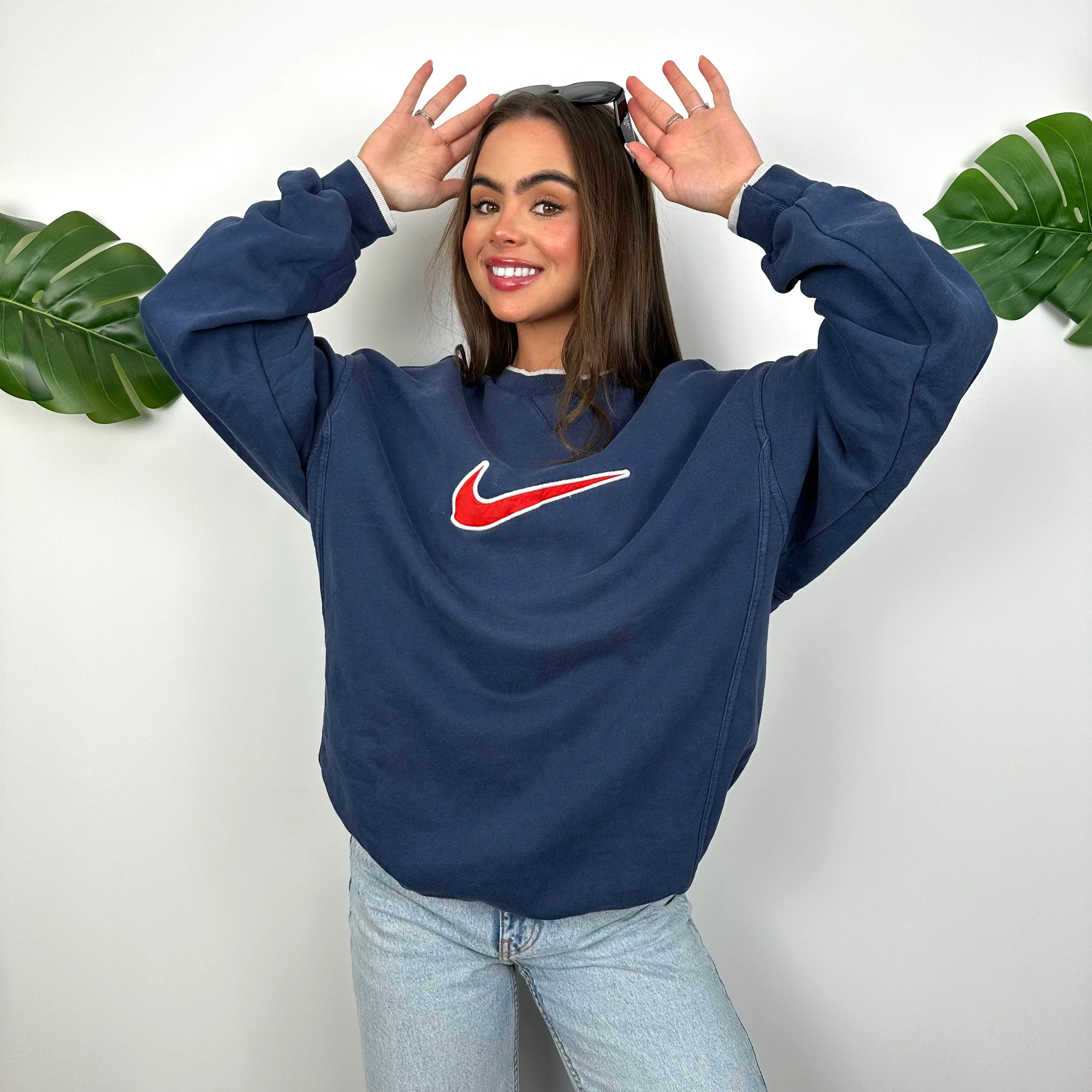 Nike Navy Embroidered Centre Swoosh Sweatshirt (L) - Image 5