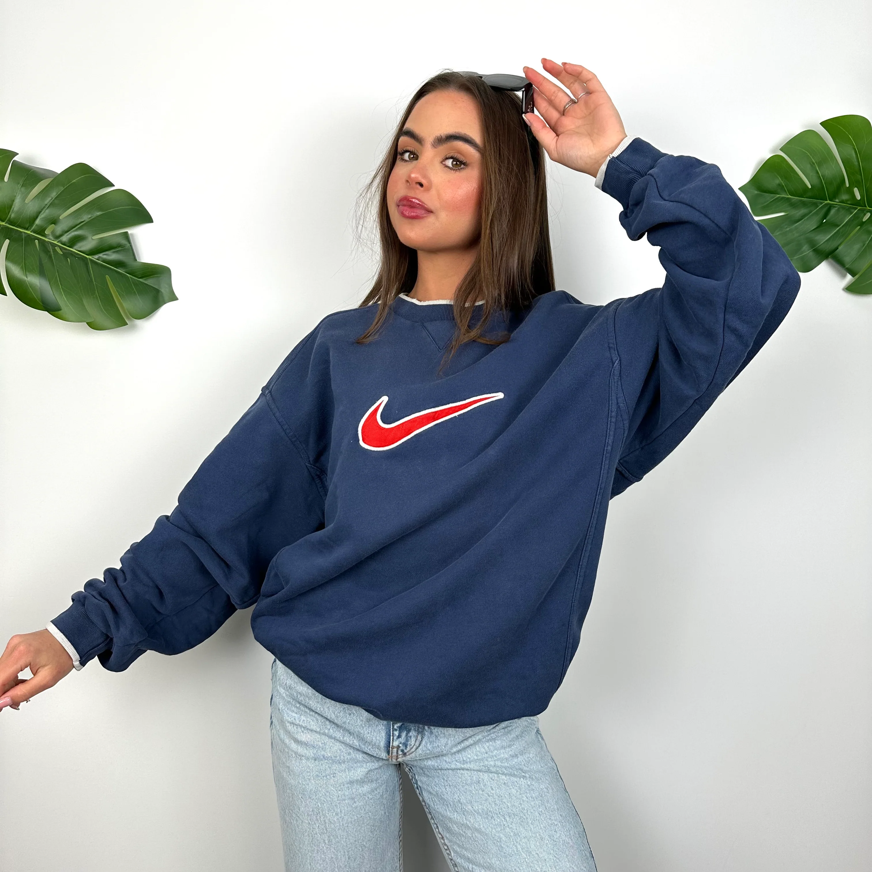 Nike Navy Embroidered Centre Swoosh Sweatshirt (L) - Image 6