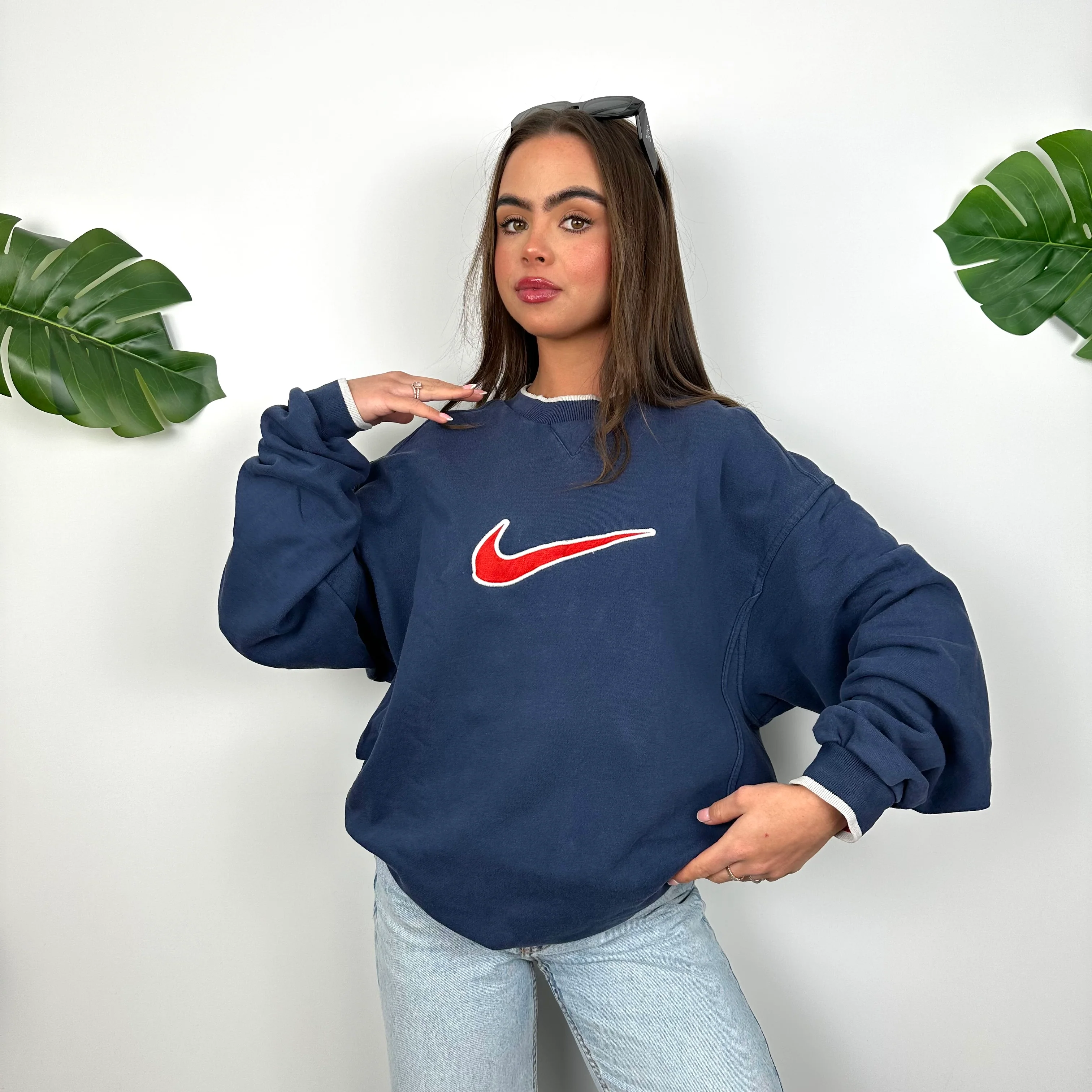 Nike Navy Embroidered Centre Swoosh Sweatshirt (L) - Image 8