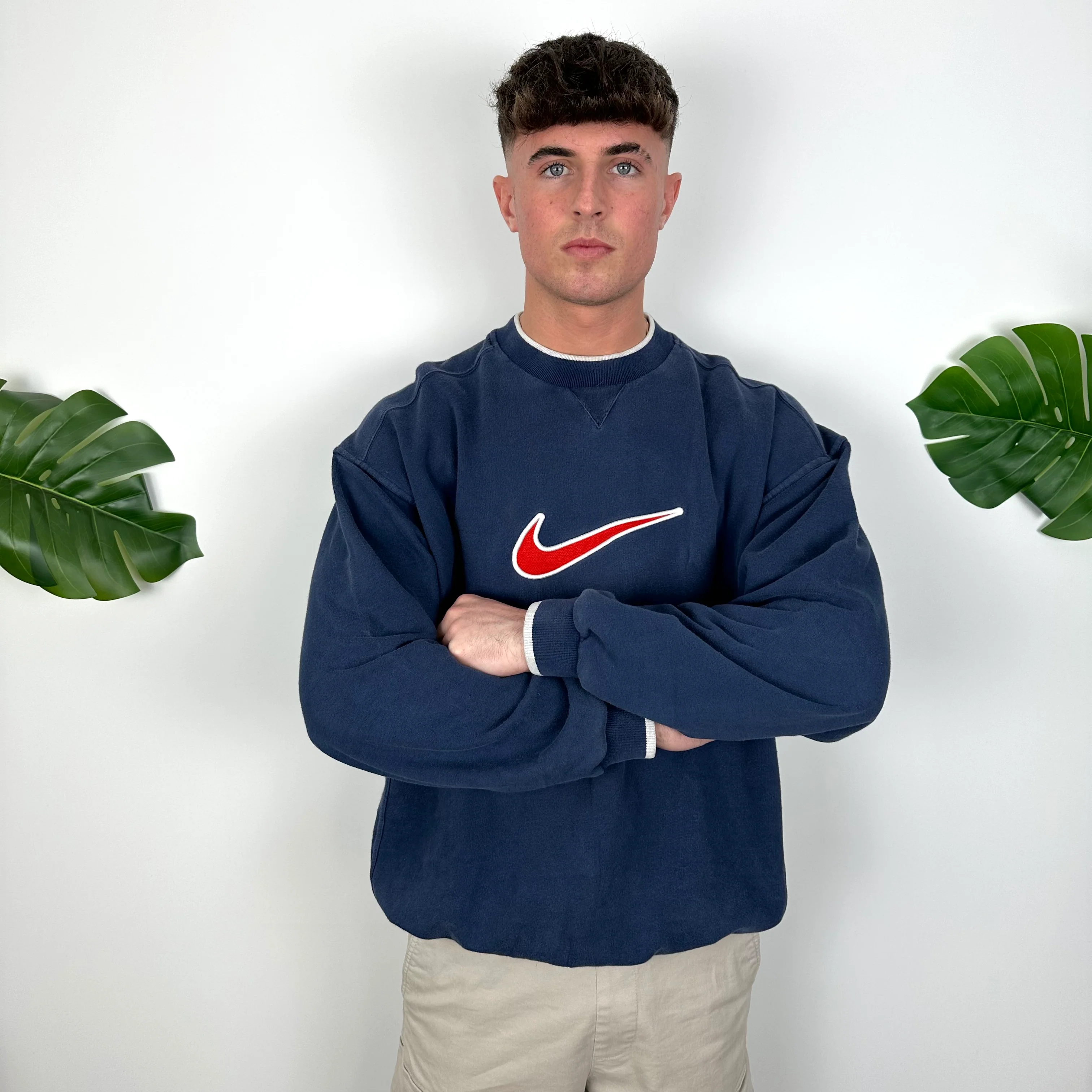 Nike Navy Embroidered Centre Swoosh Sweatshirt (M) - Image 3