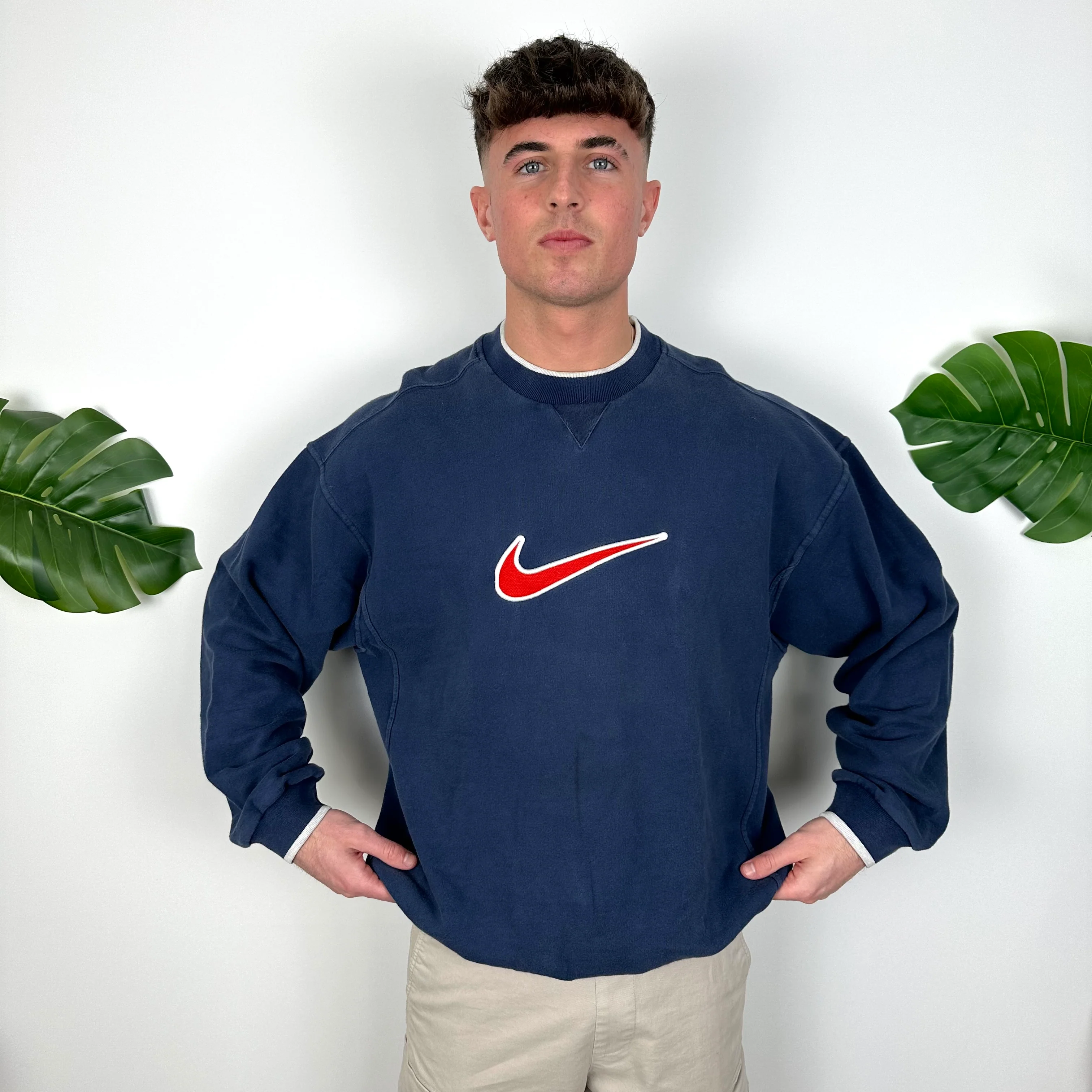 Nike Navy Embroidered Centre Swoosh Sweatshirt (M) - Image 5