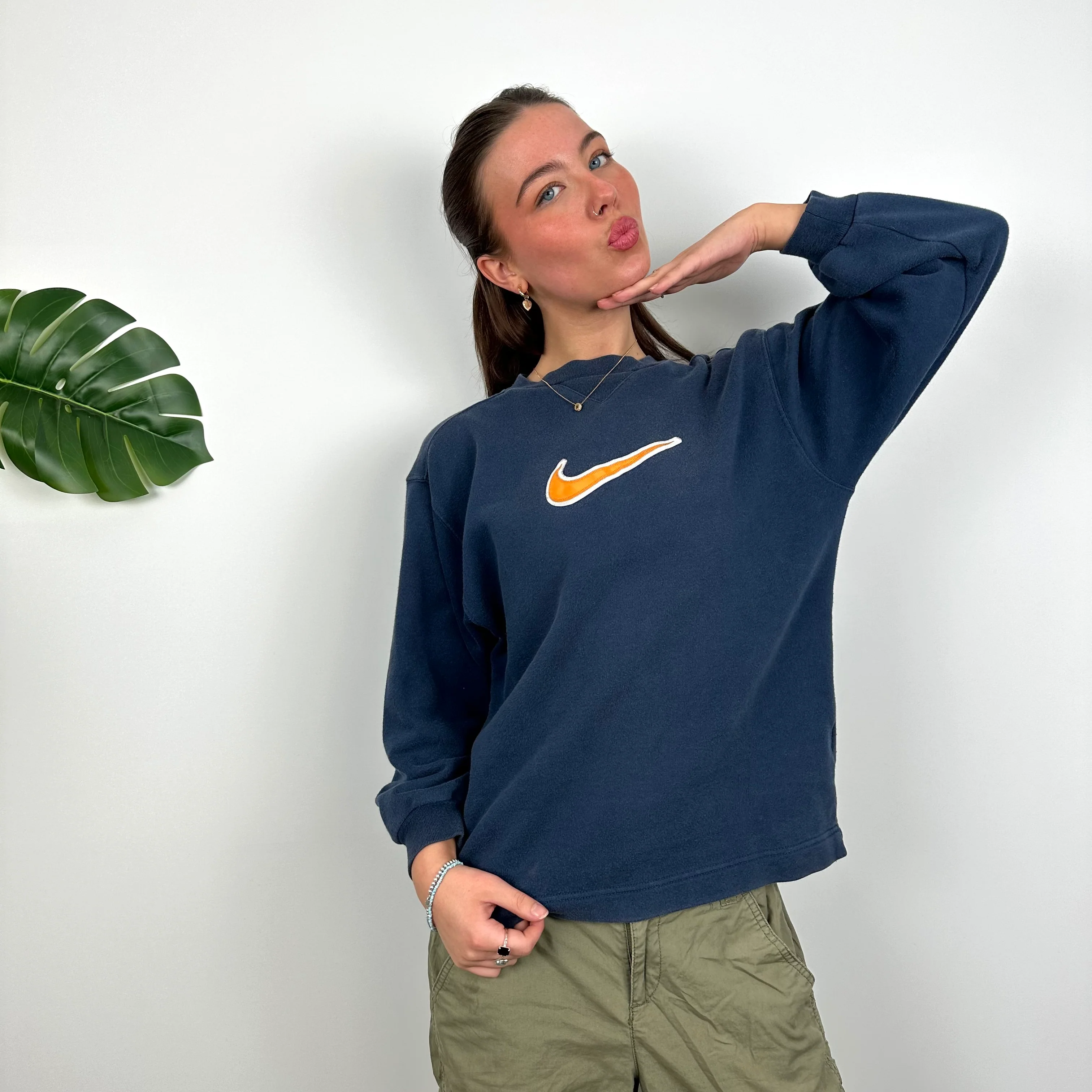 Nike Navy Embroidered Centre Swoosh Sweatshirt (S) - Image 3