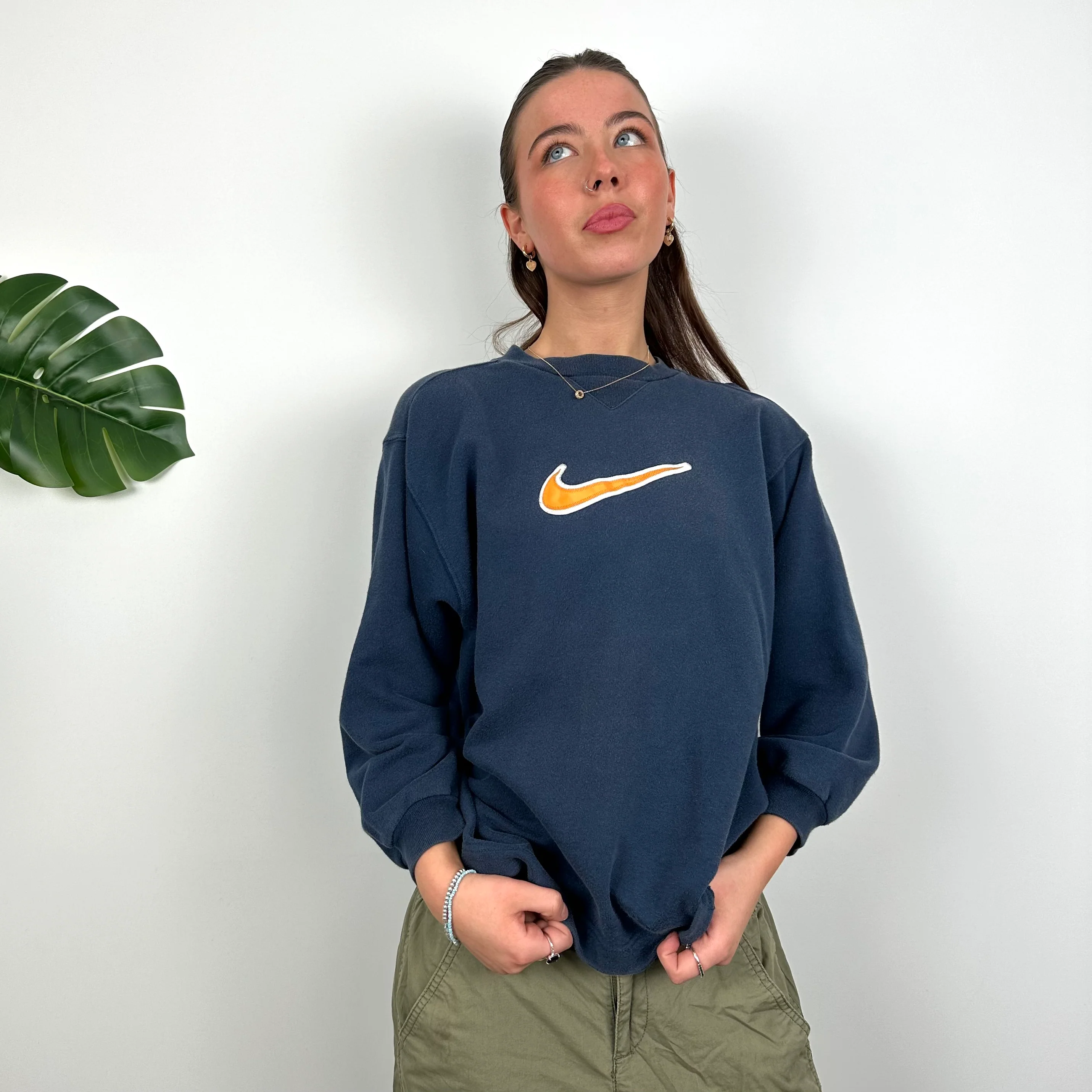 Nike Navy Embroidered Centre Swoosh Sweatshirt (S) - Image 4
