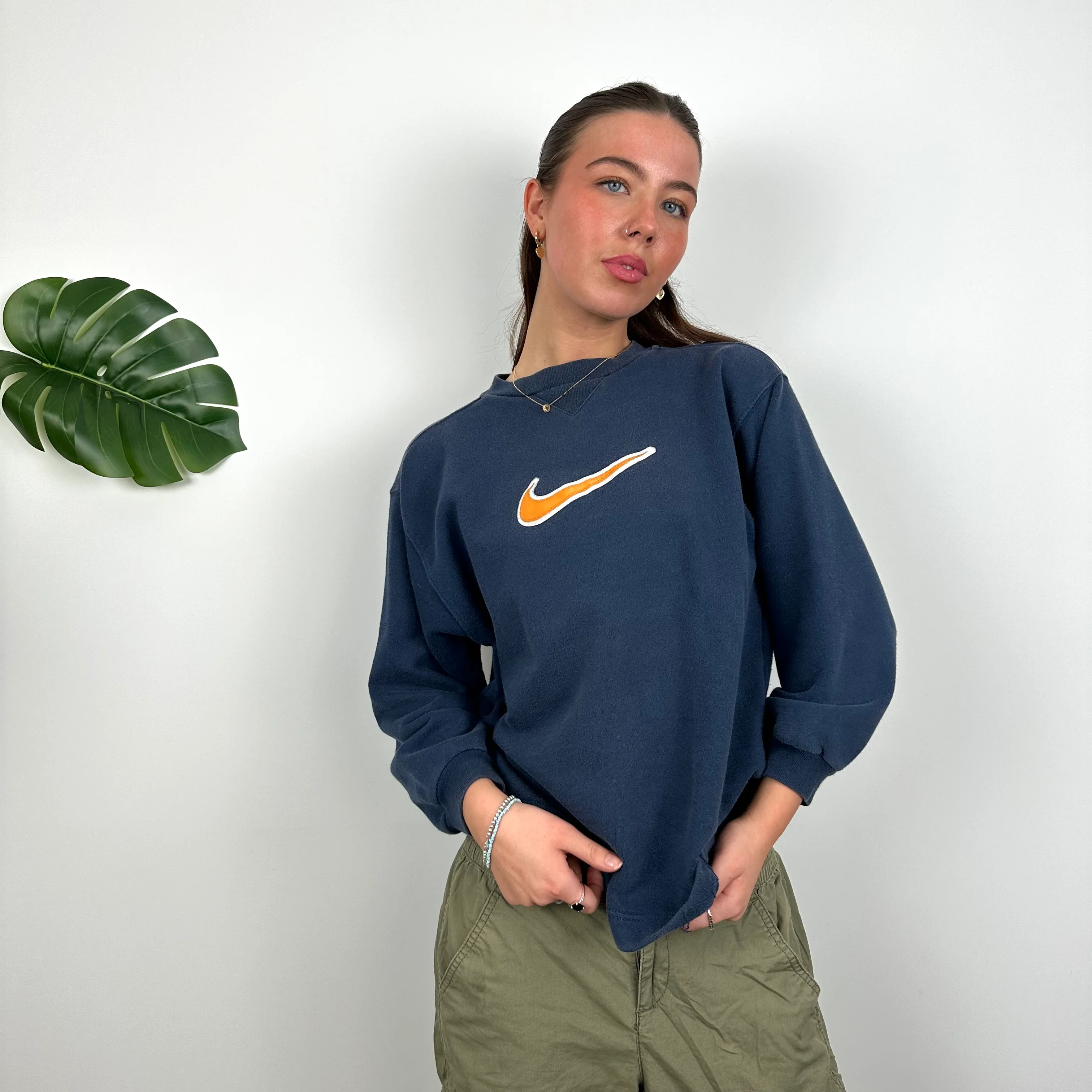 Nike Navy Embroidered Centre Swoosh Sweatshirt (S) - Image 5