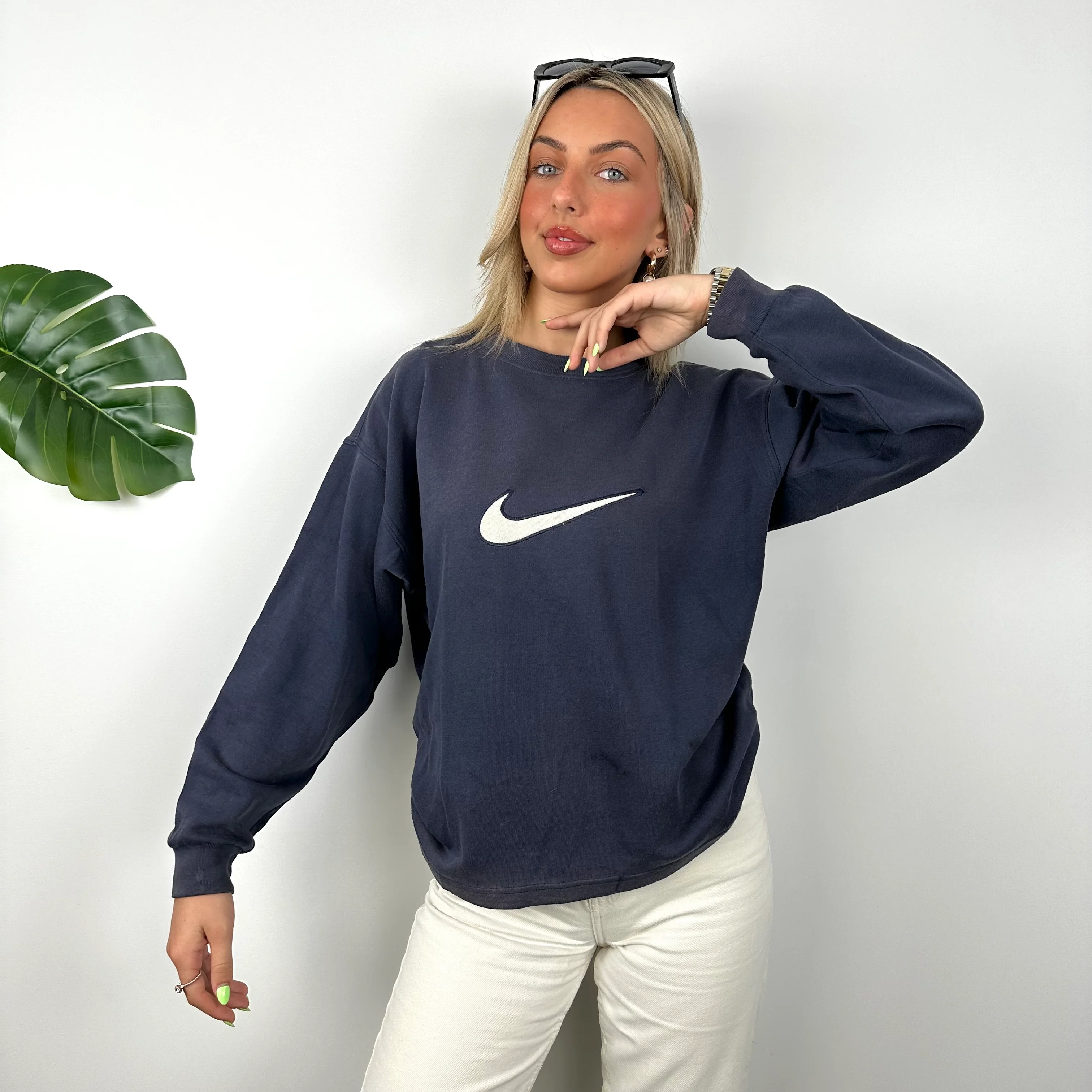 Nike Navy Embroidered Centre Swoosh Sweatshirt (M) - Image 3
