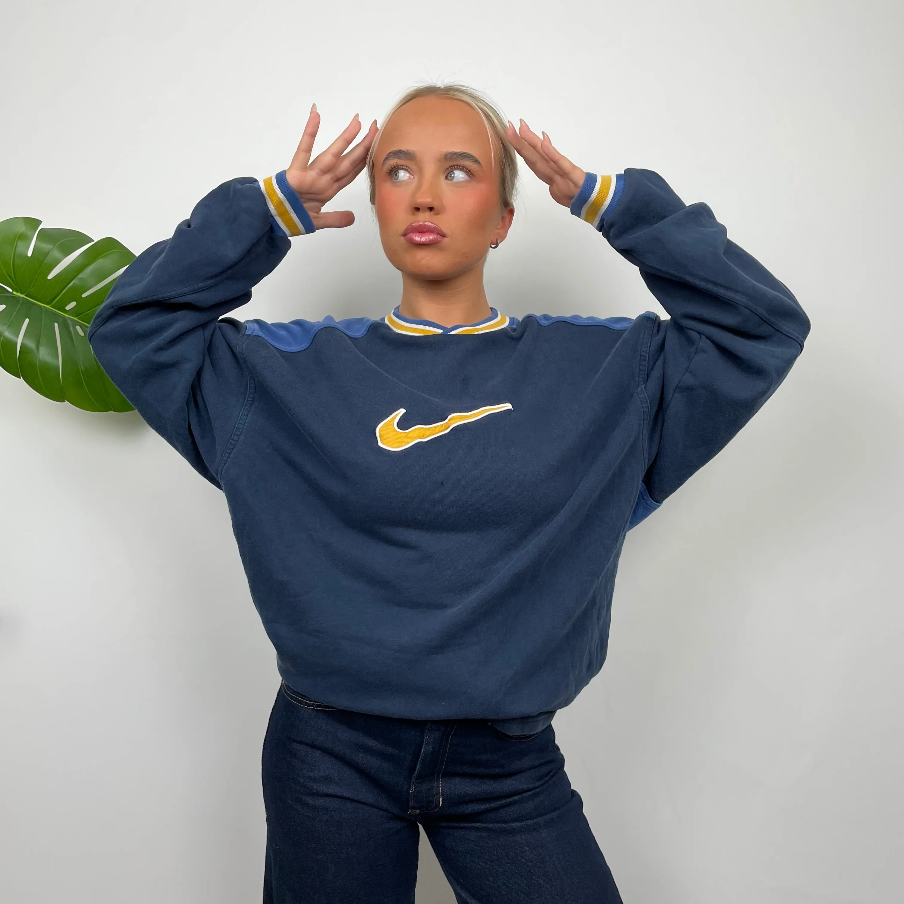 Nike Navy Embroidered Centre Swoosh Sweatshirt (L) - Image 3