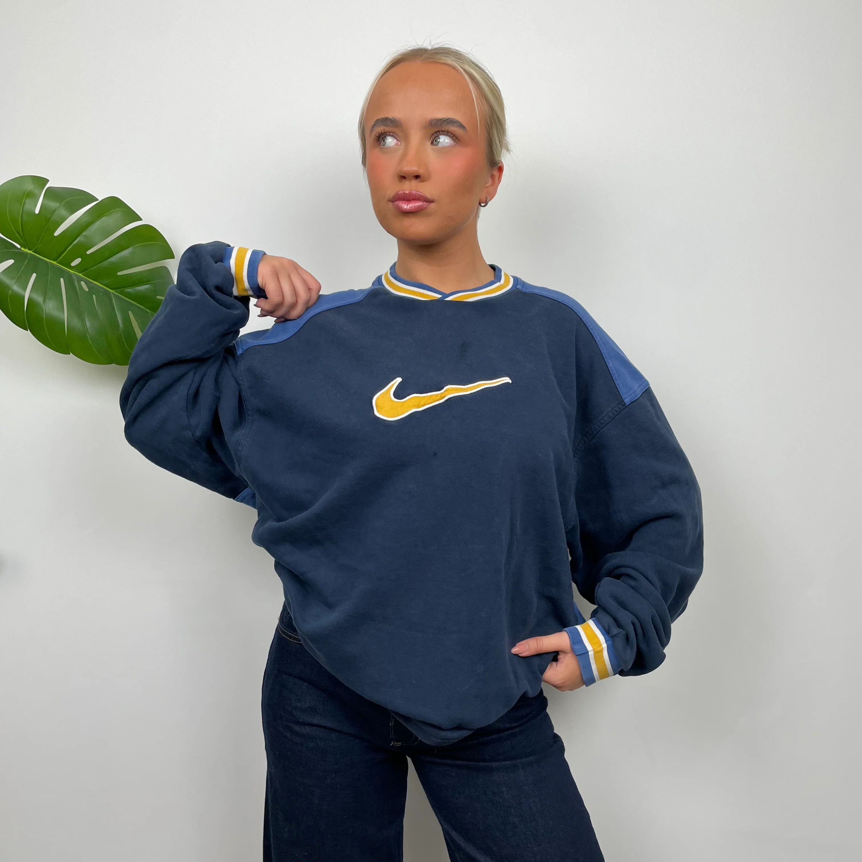 Nike Navy Embroidered Centre Swoosh Sweatshirt (L) - Image 8