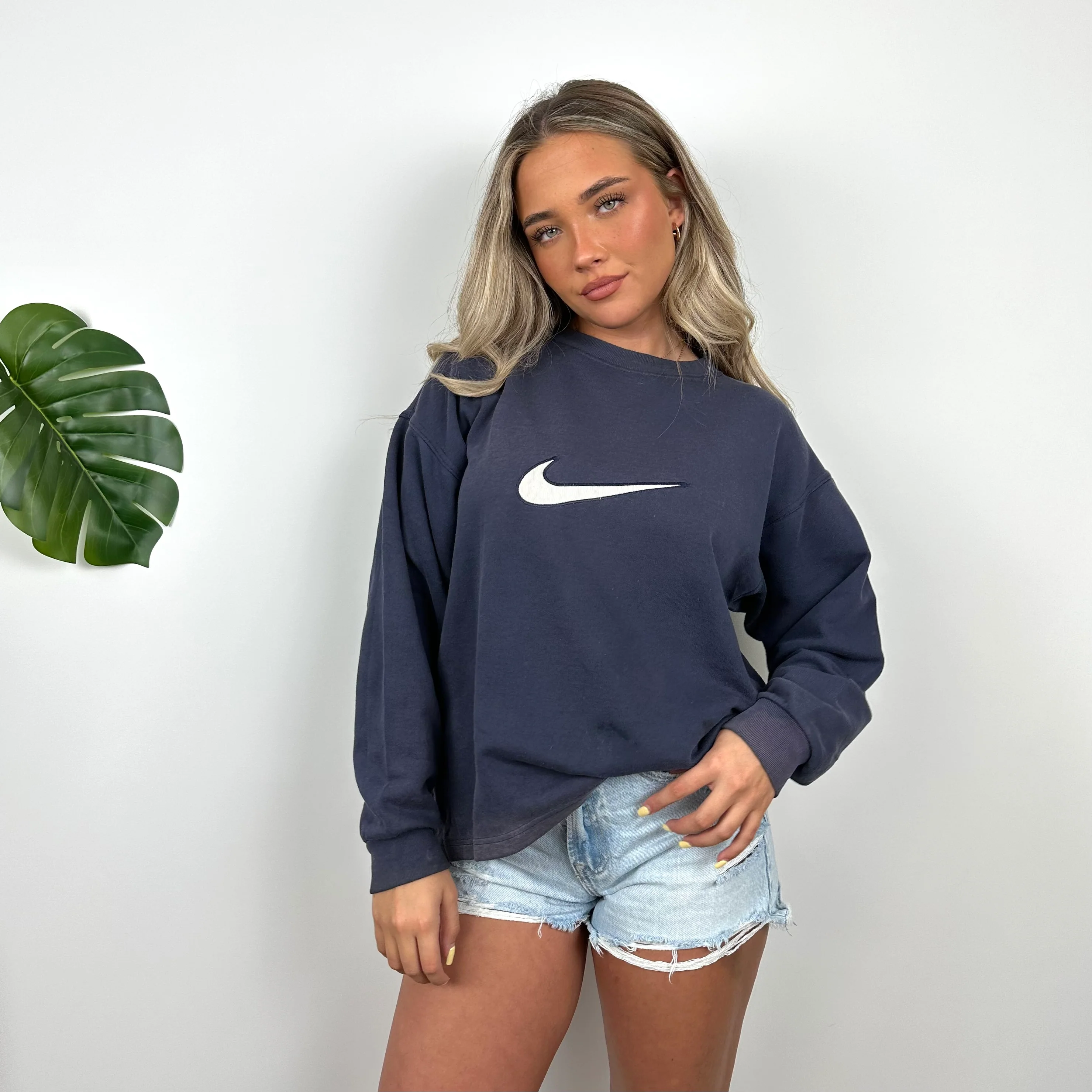 Nike Navy Embroidered Centre Swoosh Sweatshirt (M) - Image 2