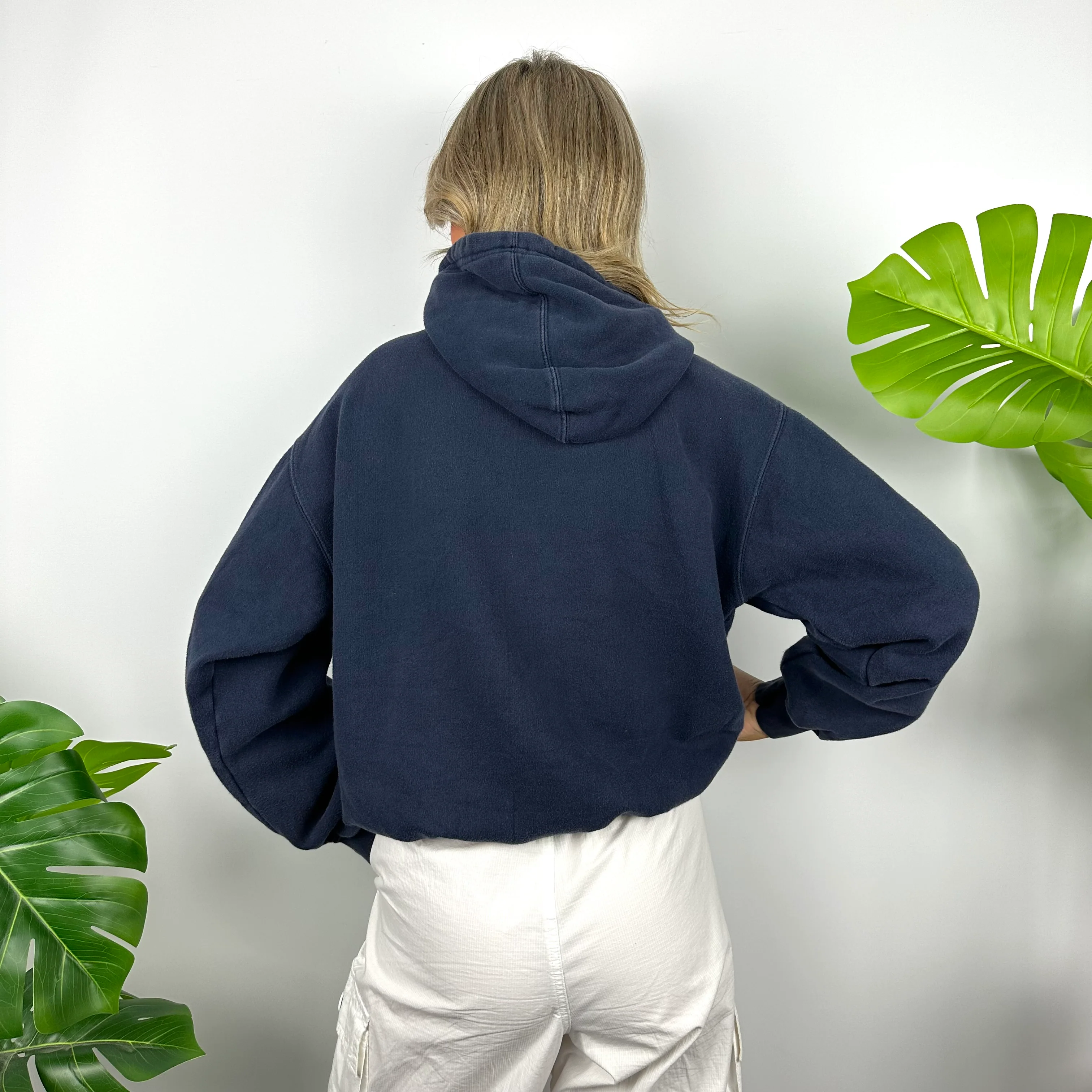 Nike Navy Embroidered Spell Out Hoodie (S) - Image 4