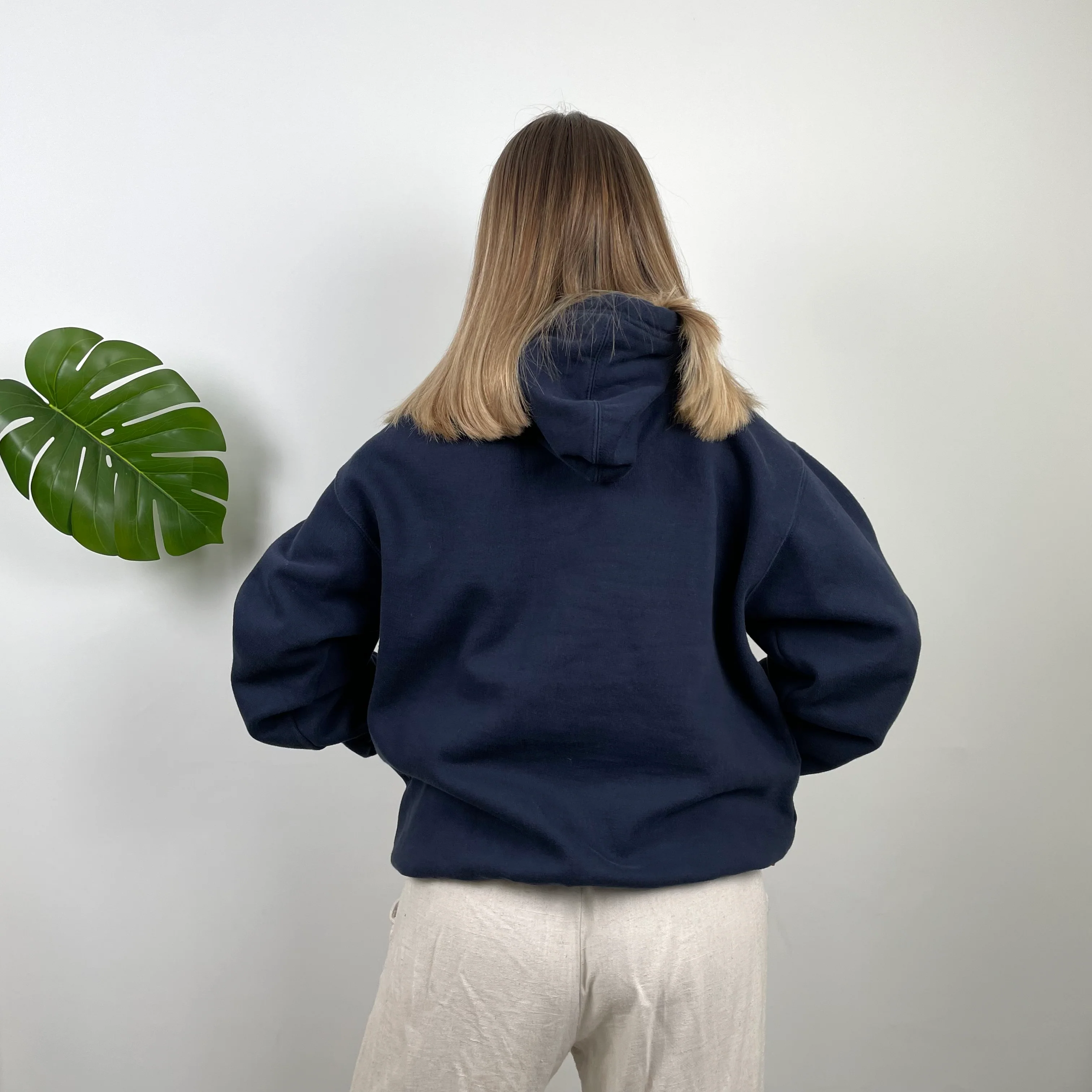 Nike Navy Embroidered Spell Out Hoodie (M) - Image 4