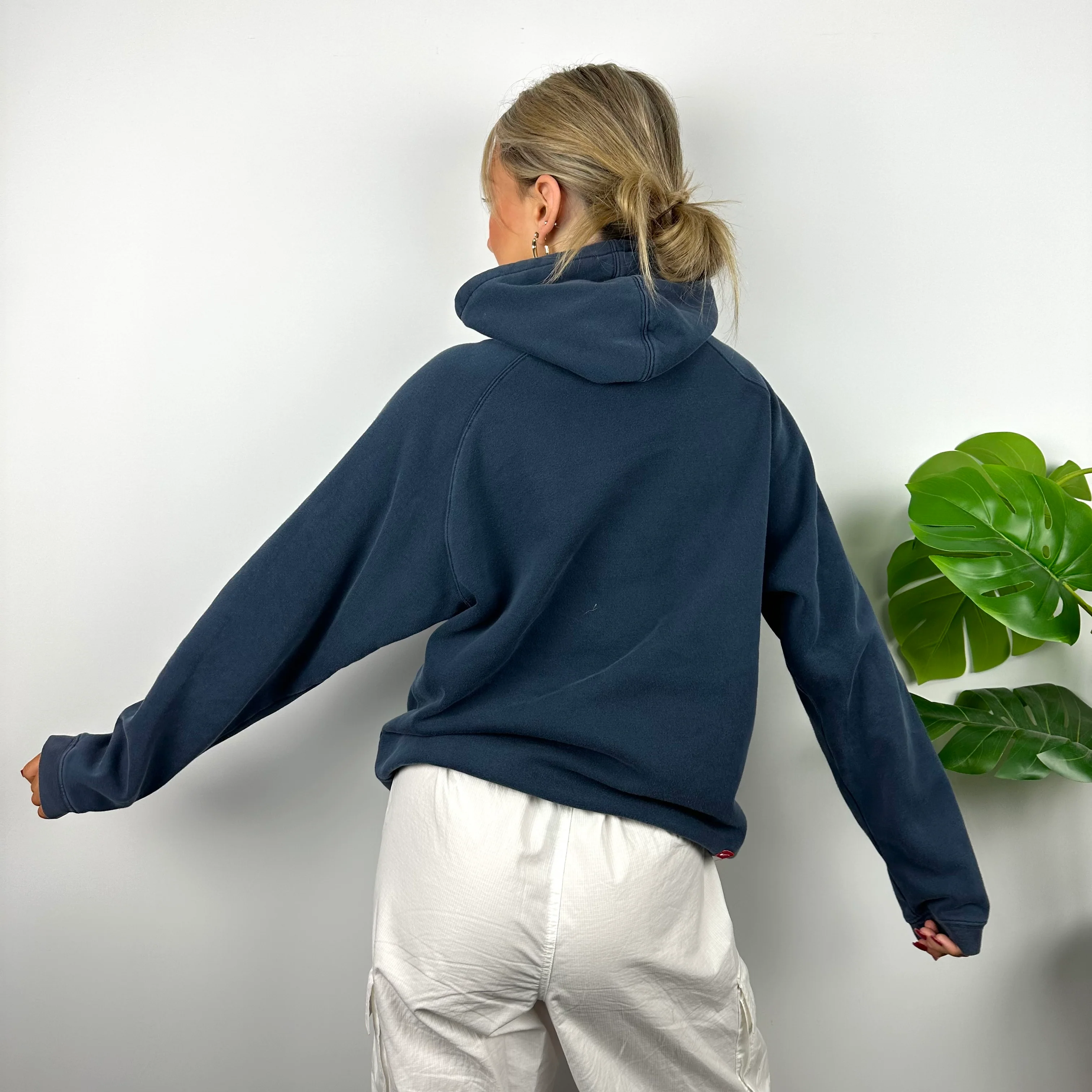 Nike Navy Embroidered Spell Out Hoodie (M) - Image 5