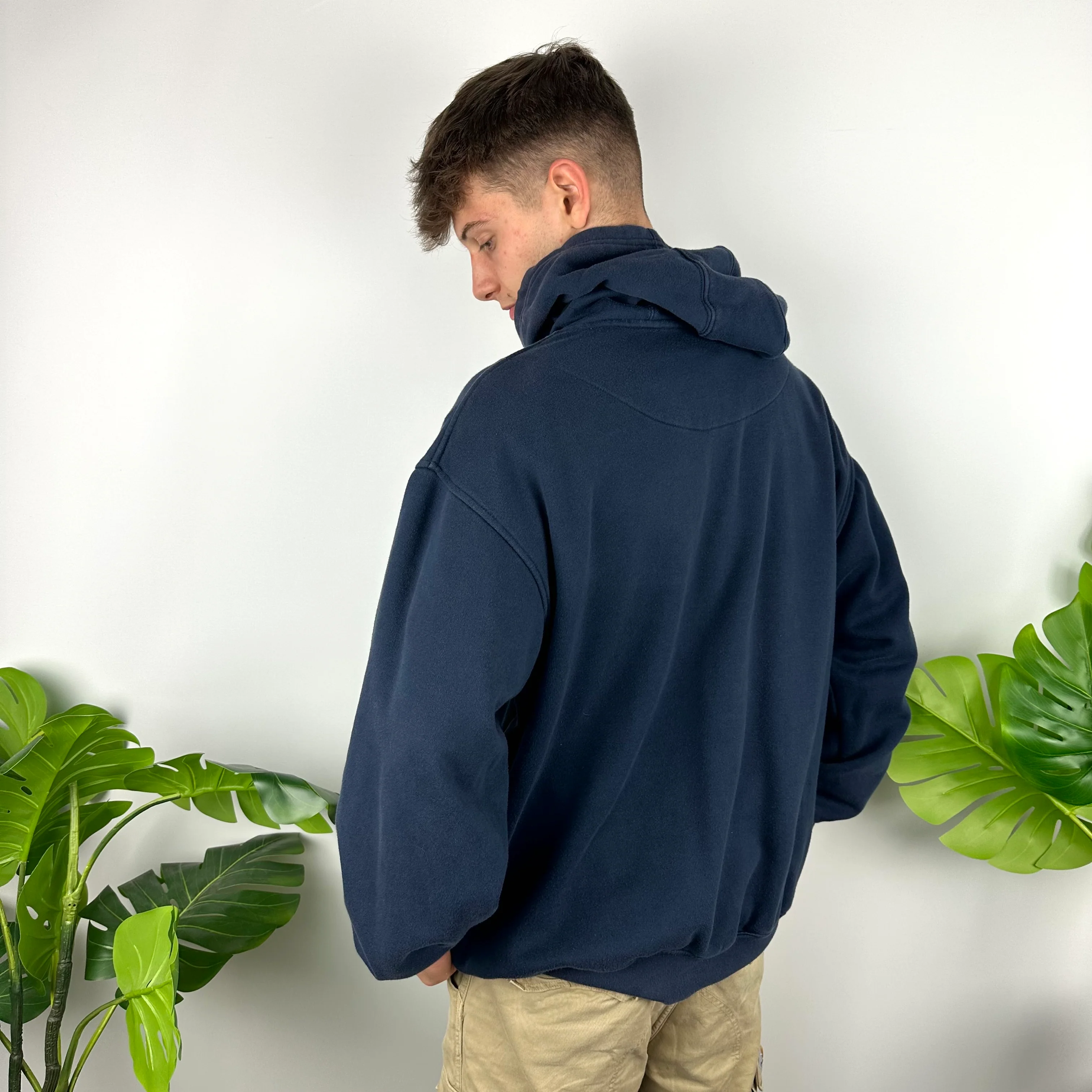 Nike Navy Embroidered Spell Out Hoodie (XL) - Image 4