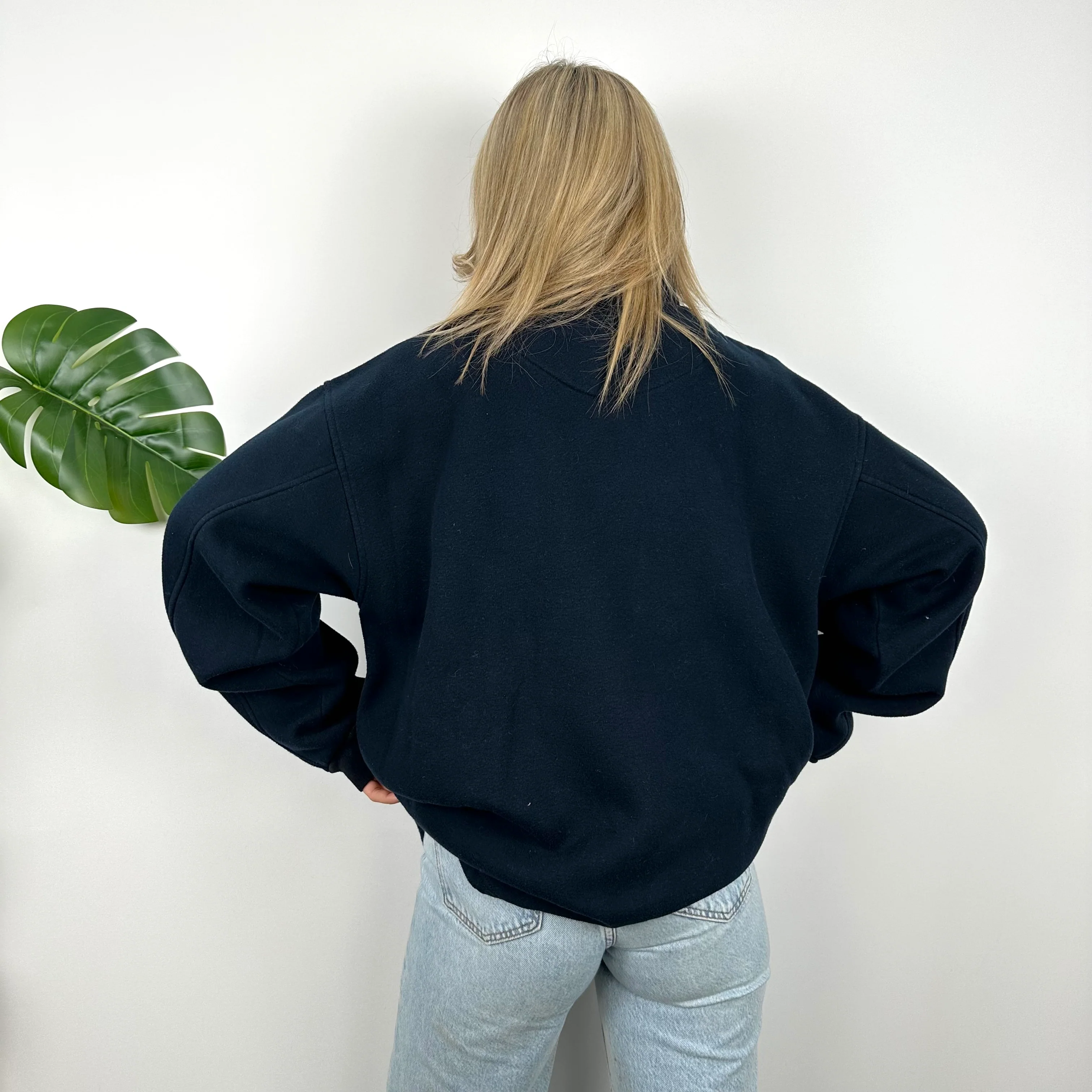 Nike Navy Embroidered Spell Out Quarter Zip Sweatshirt (XL) - Image 5