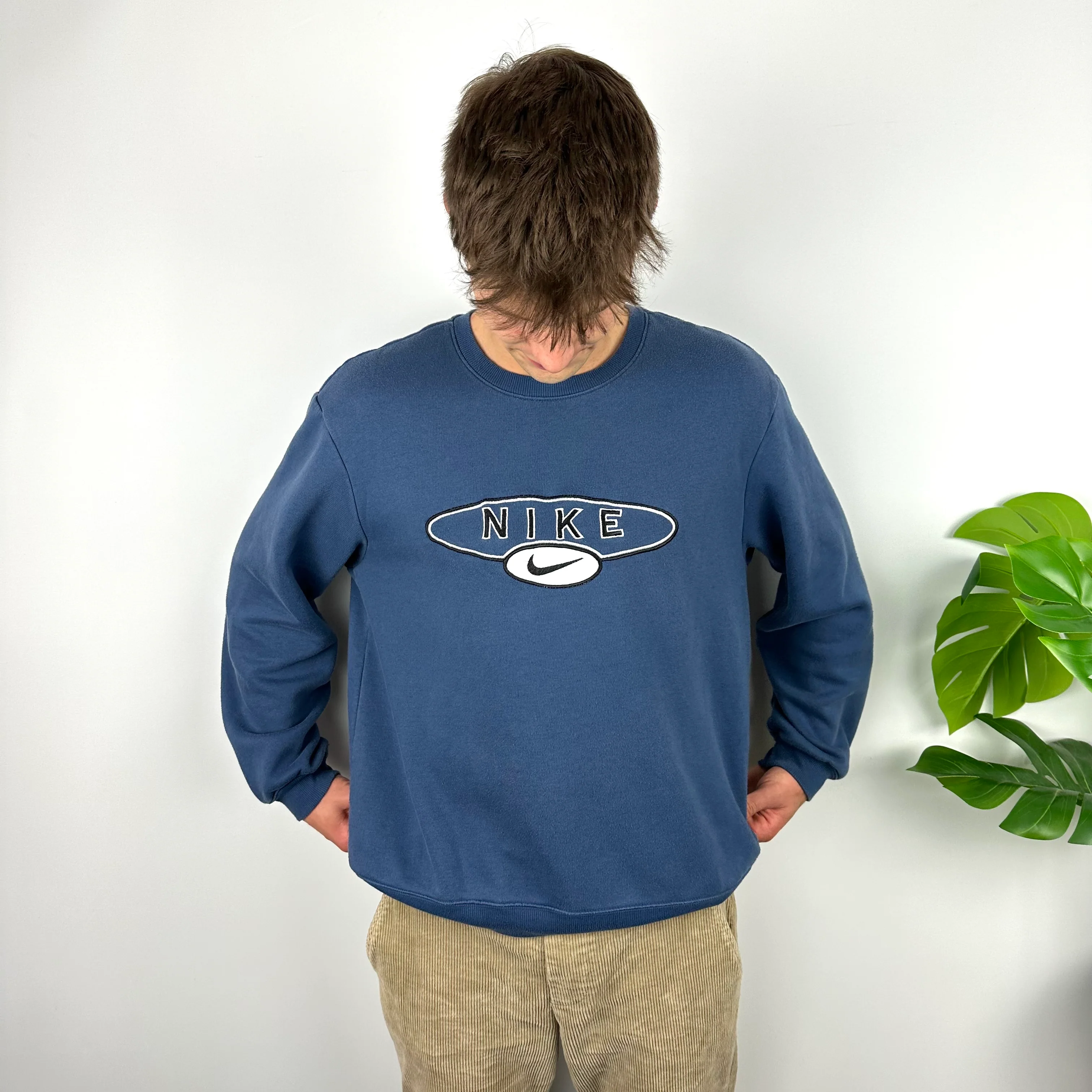 Nike Navy Embroidered Spell Out Sweatshirt (L)