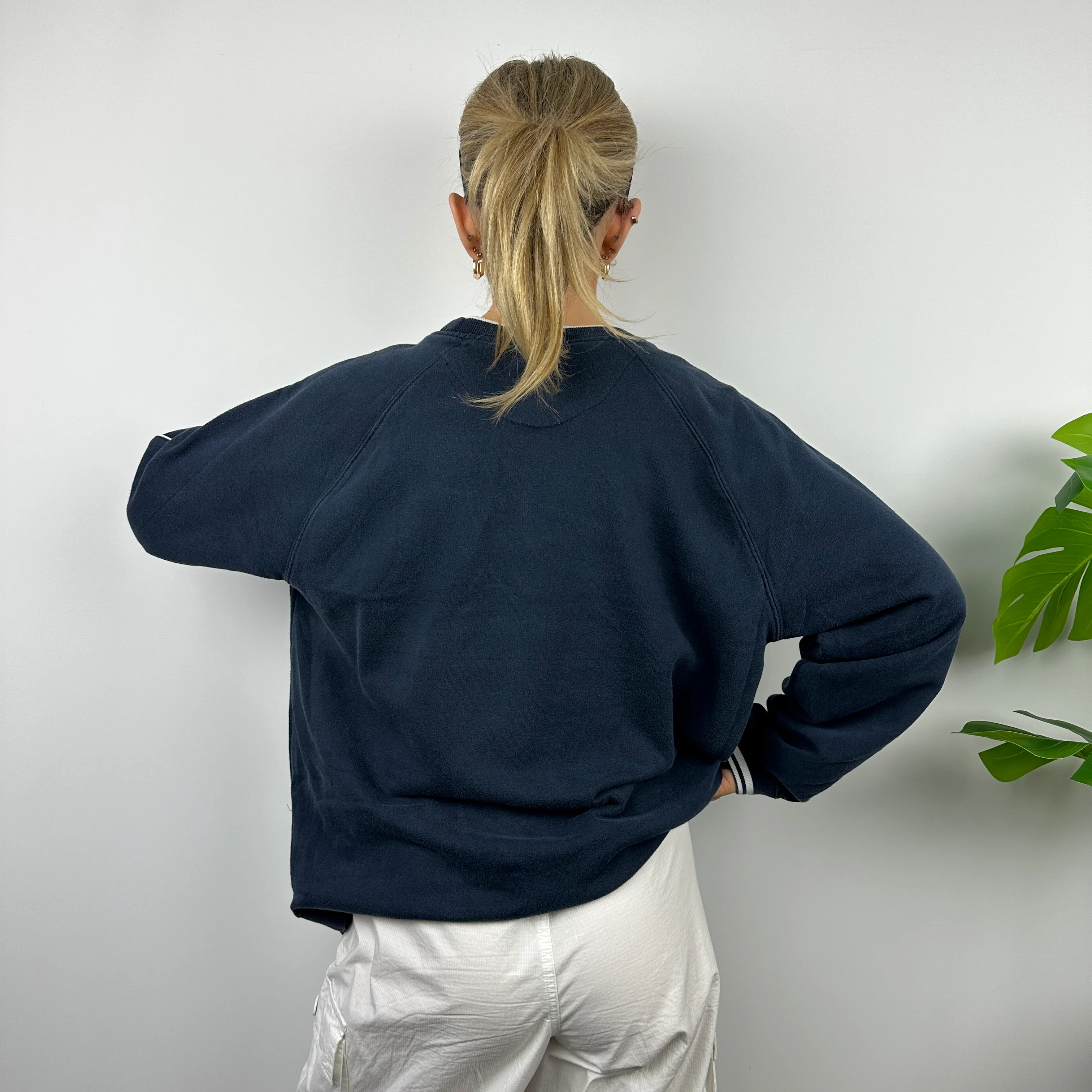 Nike Navy Embroidered Spell Out Sweatshirt (L) - Image 6