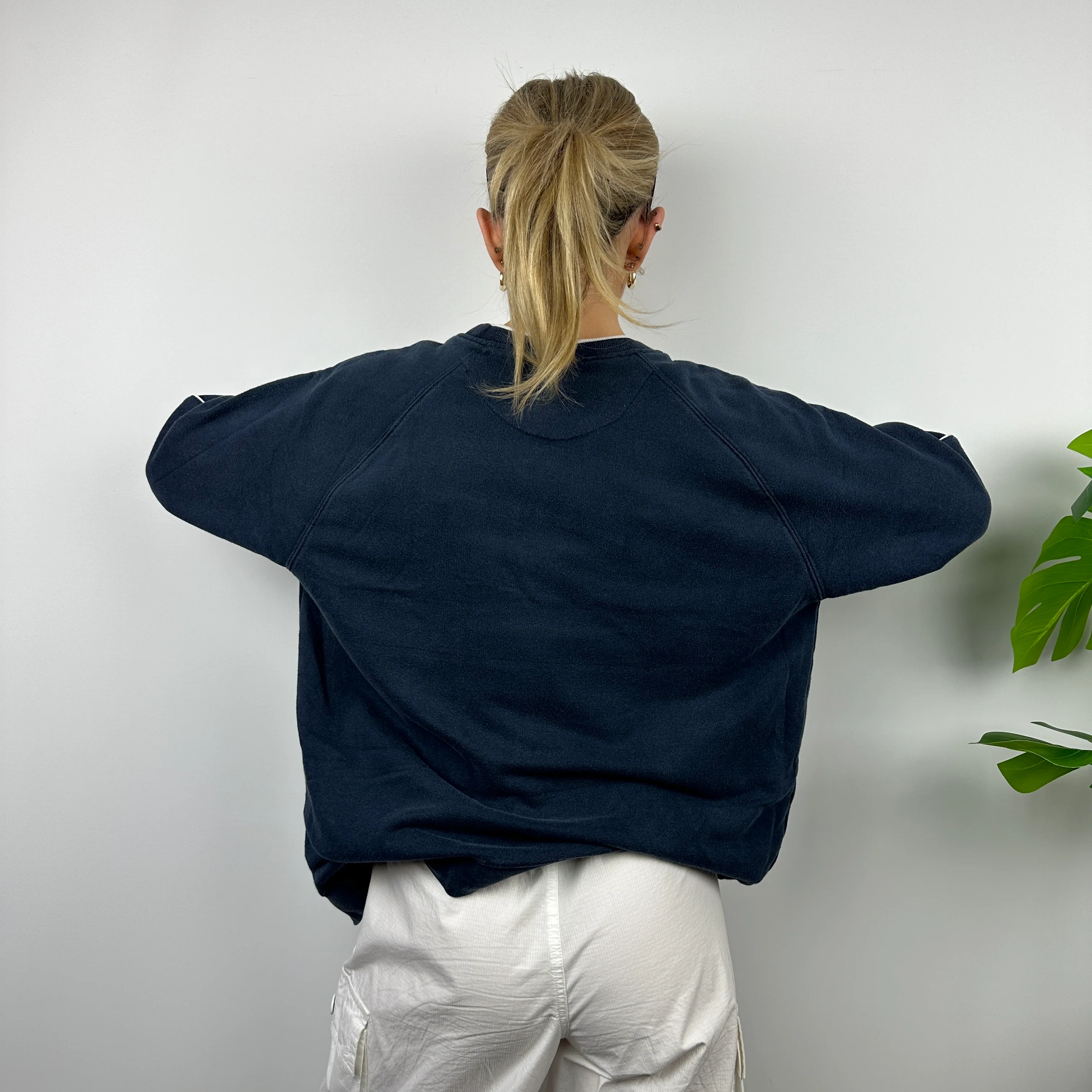 Nike Navy Embroidered Spell Out Sweatshirt (L) - Image 9