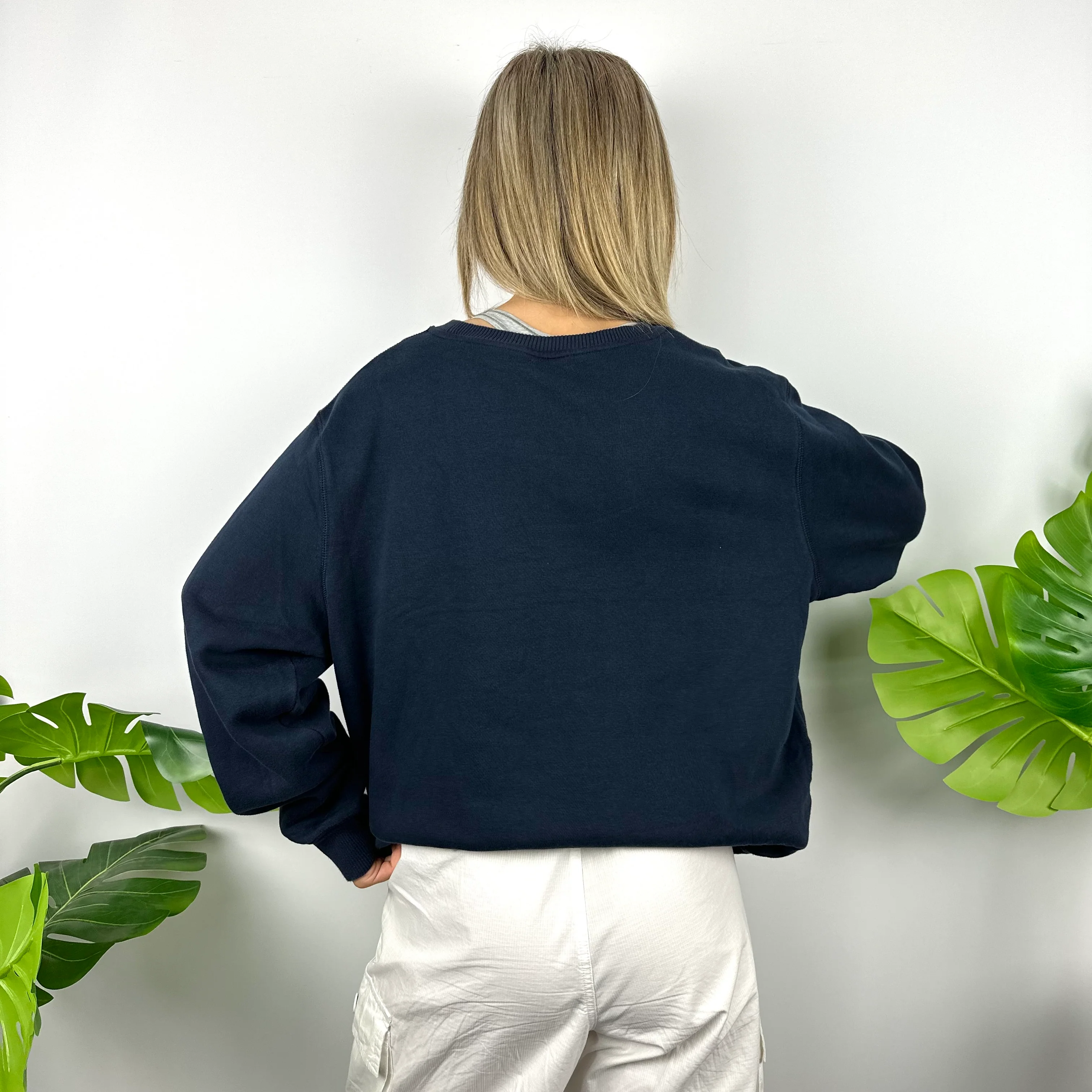 Nike Navy Embroidered Spell Out Sweatshirt (L) - Image 4