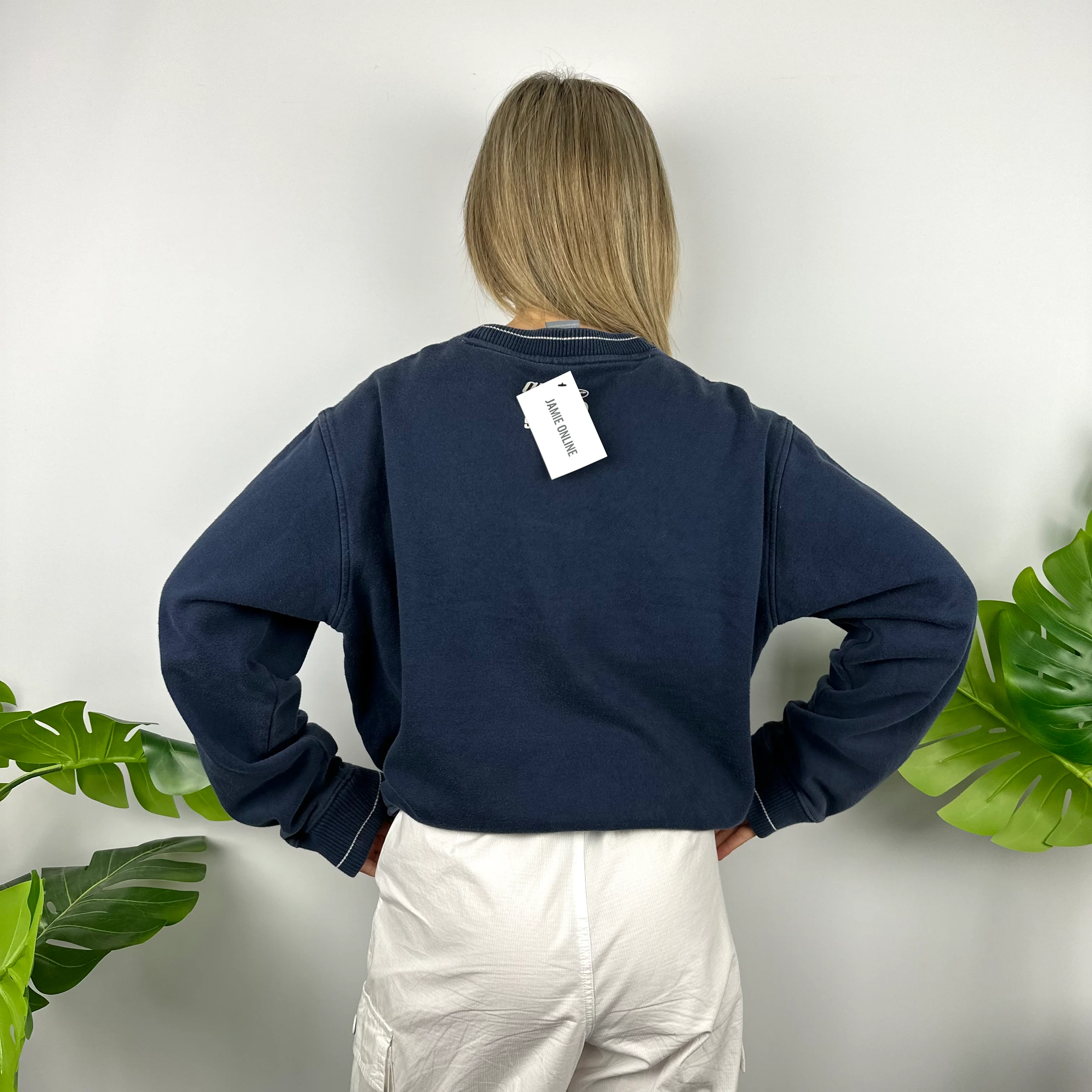 Nike Navy Embroidered Spell Out Sweatshirt (L) - Image 3