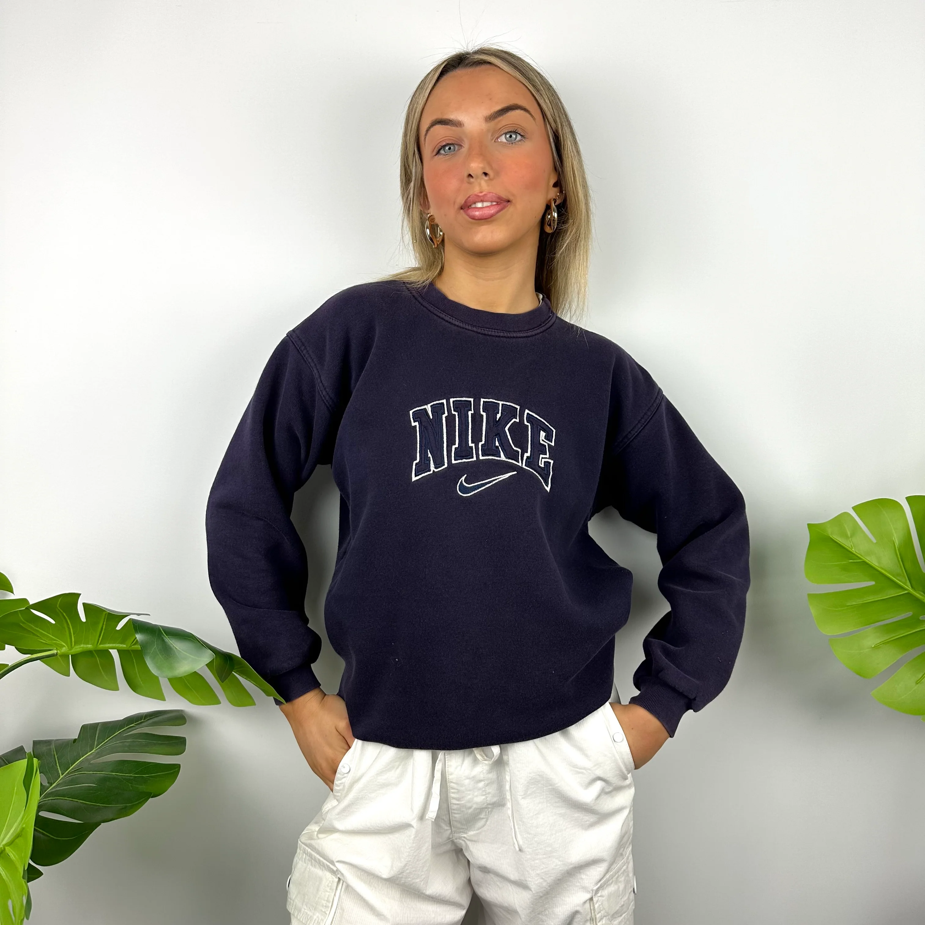 Nike Navy Embroidered Spell Out Sweatshirt (S)