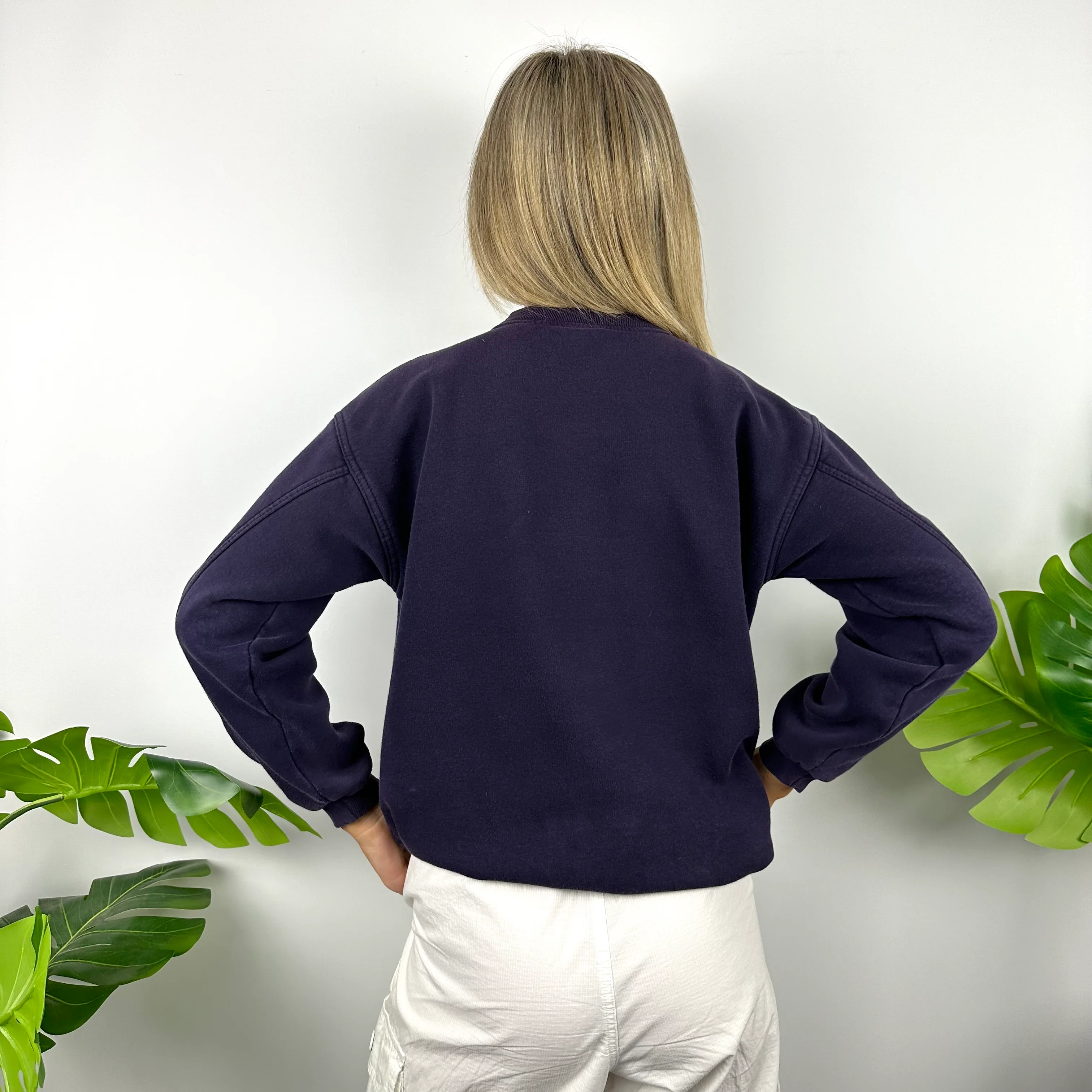 Nike Navy Embroidered Spell Out Sweatshirt (S) - Image 3