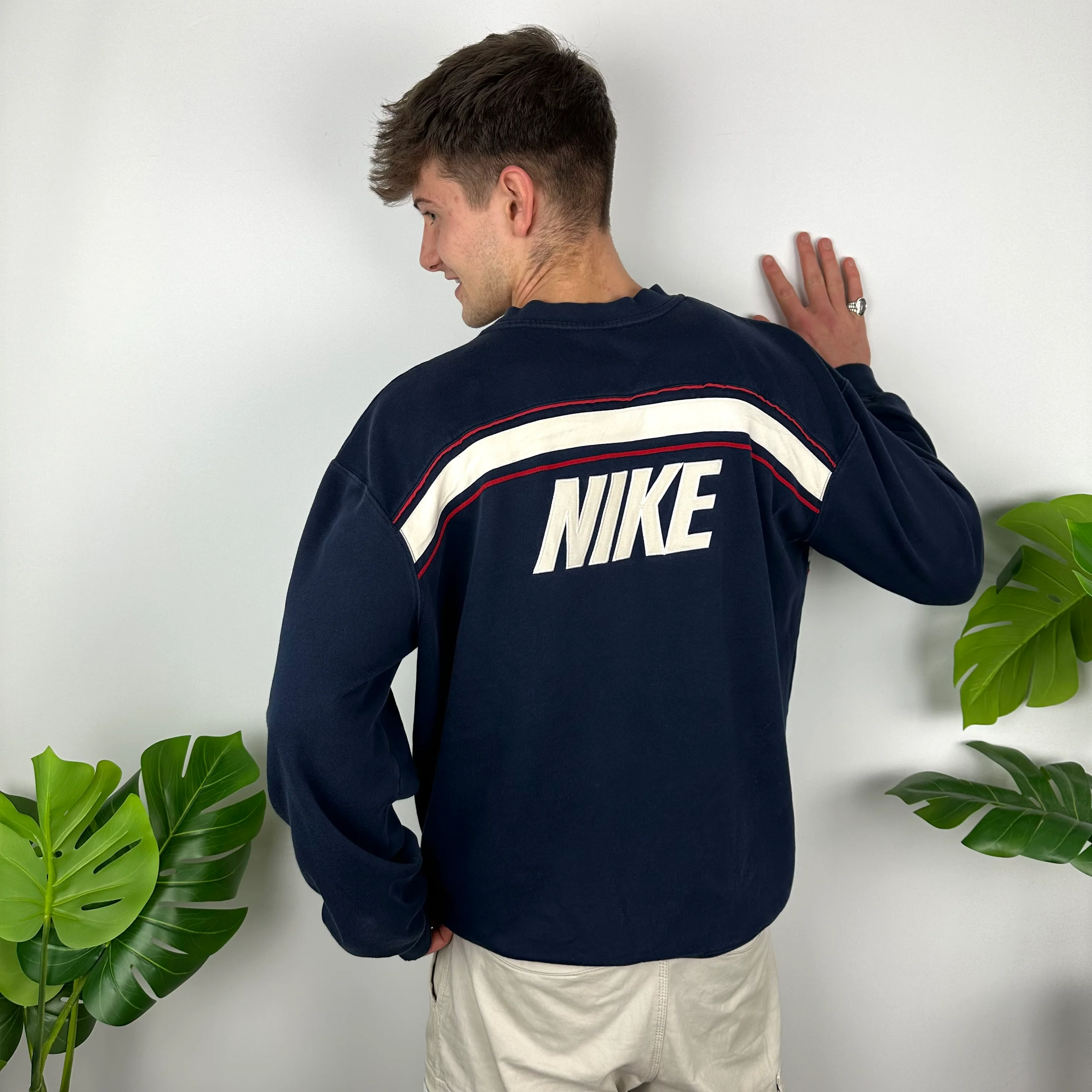 Nike Navy Embroidered Spell Out Sweatshirt (XL)