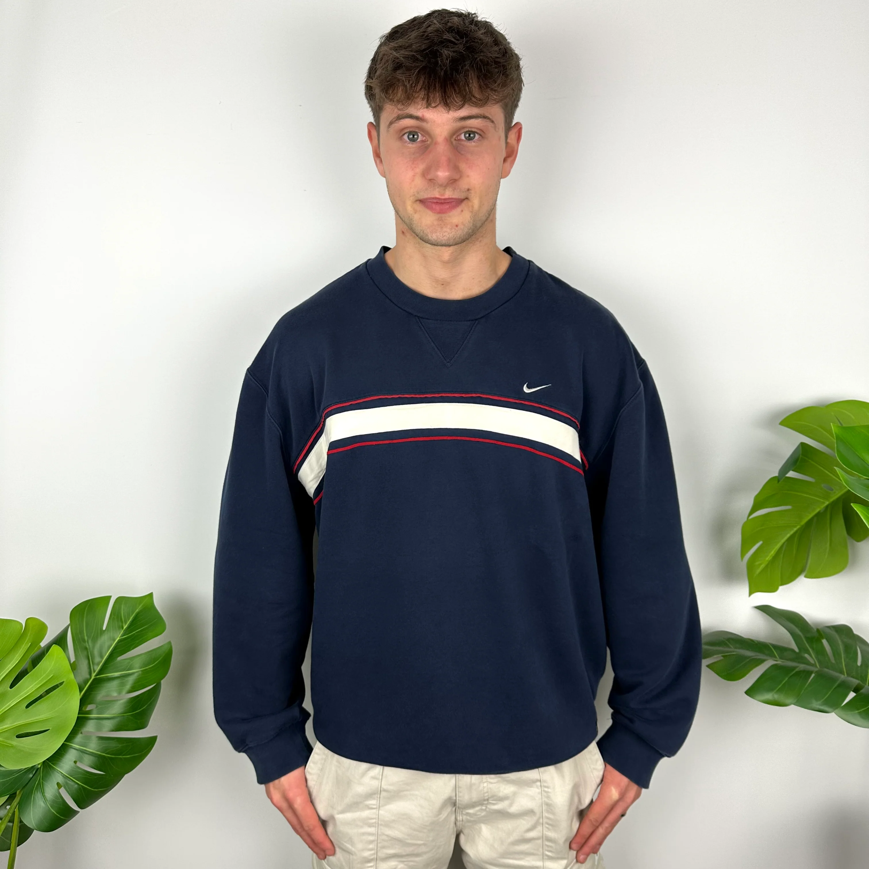 Nike Navy Embroidered Spell Out Sweatshirt (XL) - Image 7