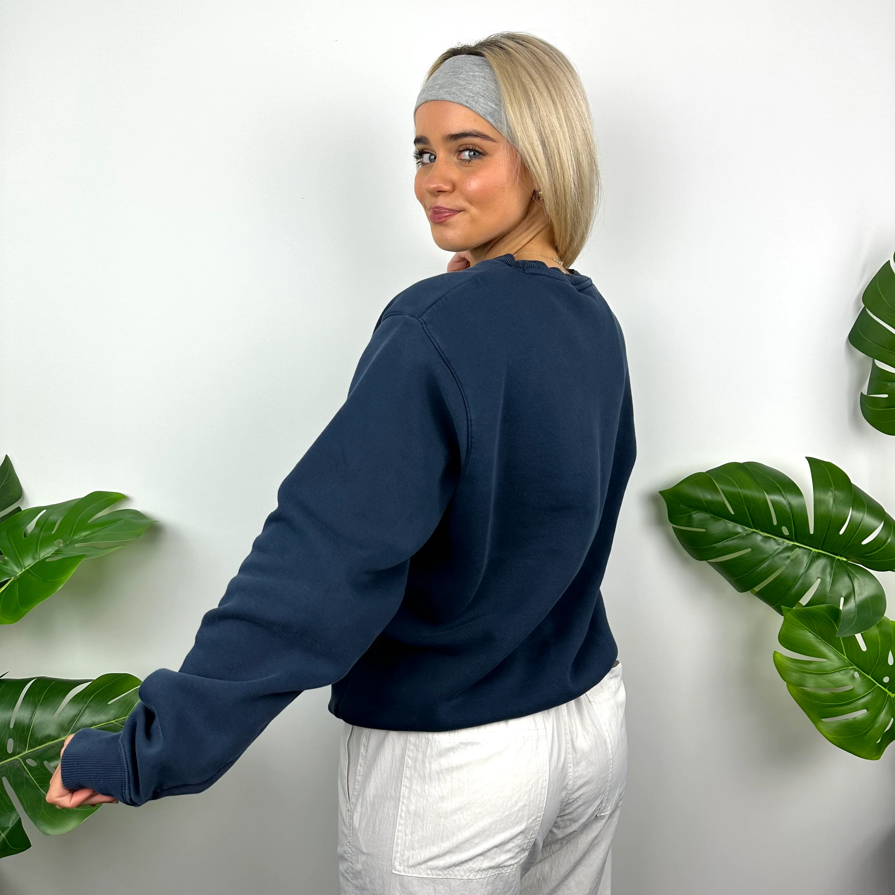 Nike Navy Embroidered Spell Out Sweatshirt (S) - Image 3