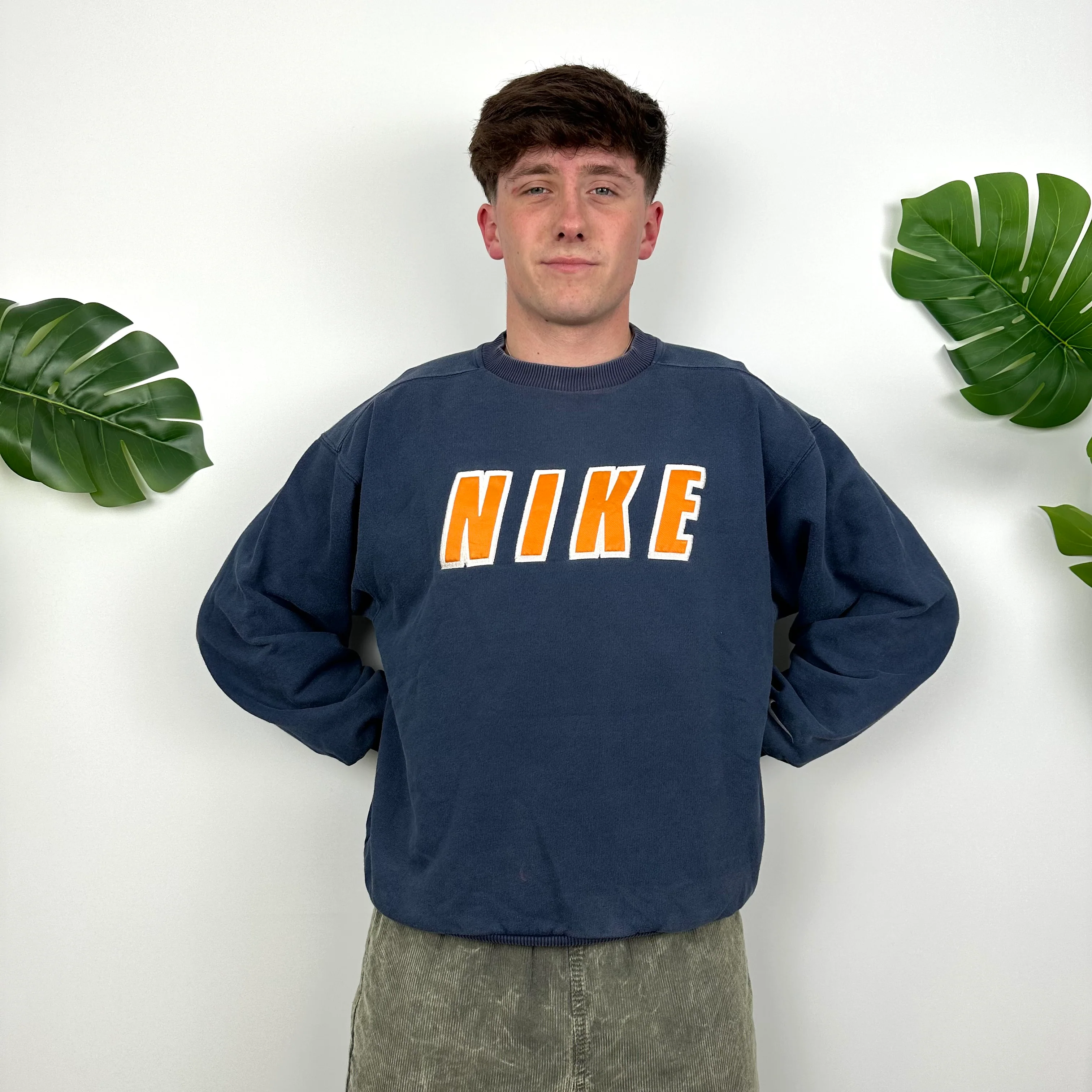 Nike Navy Embroidered Spell Out Sweatshirt (M) - Image 6