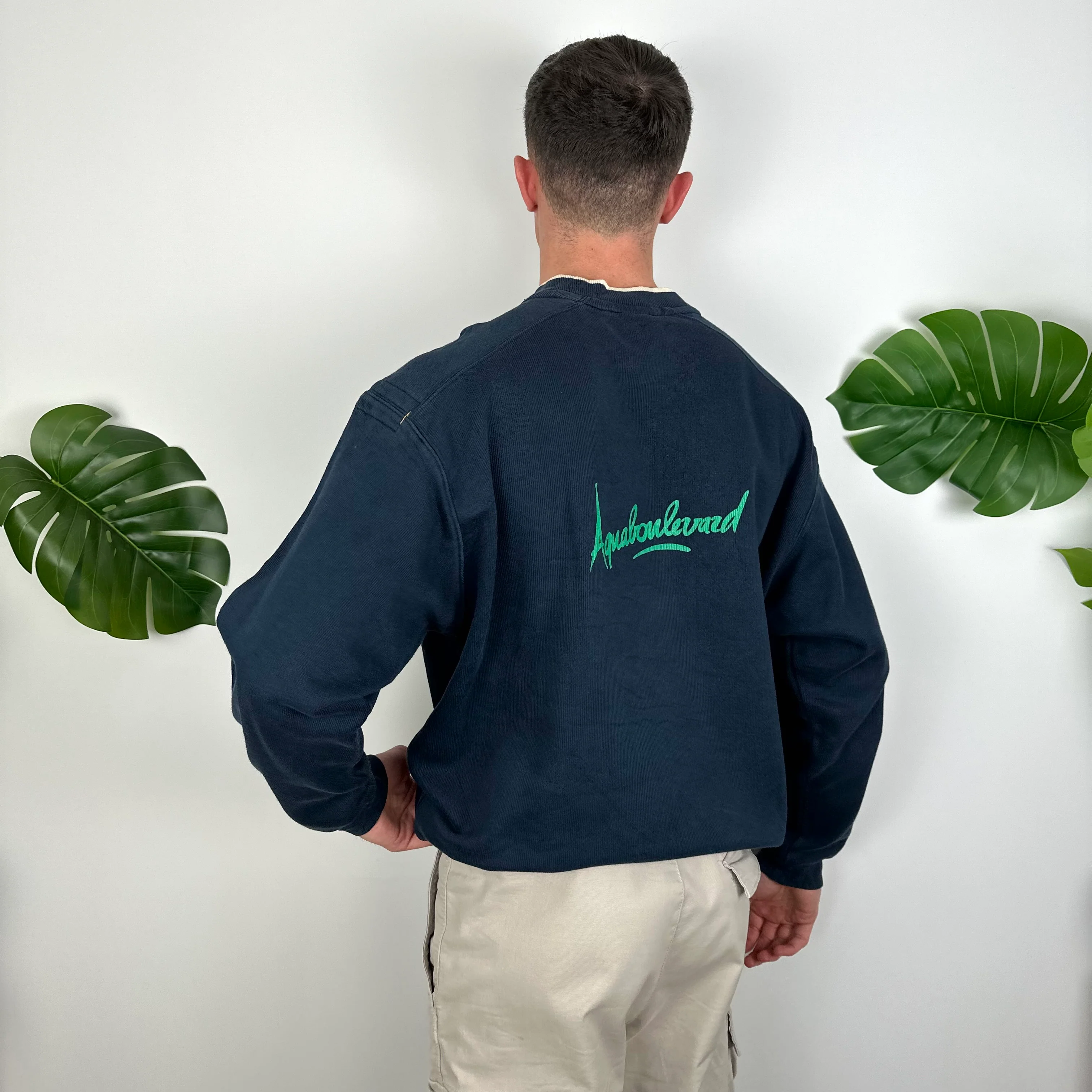 Nike Navy Embroidered Spell Out Sweatshirt (L) - Image 6