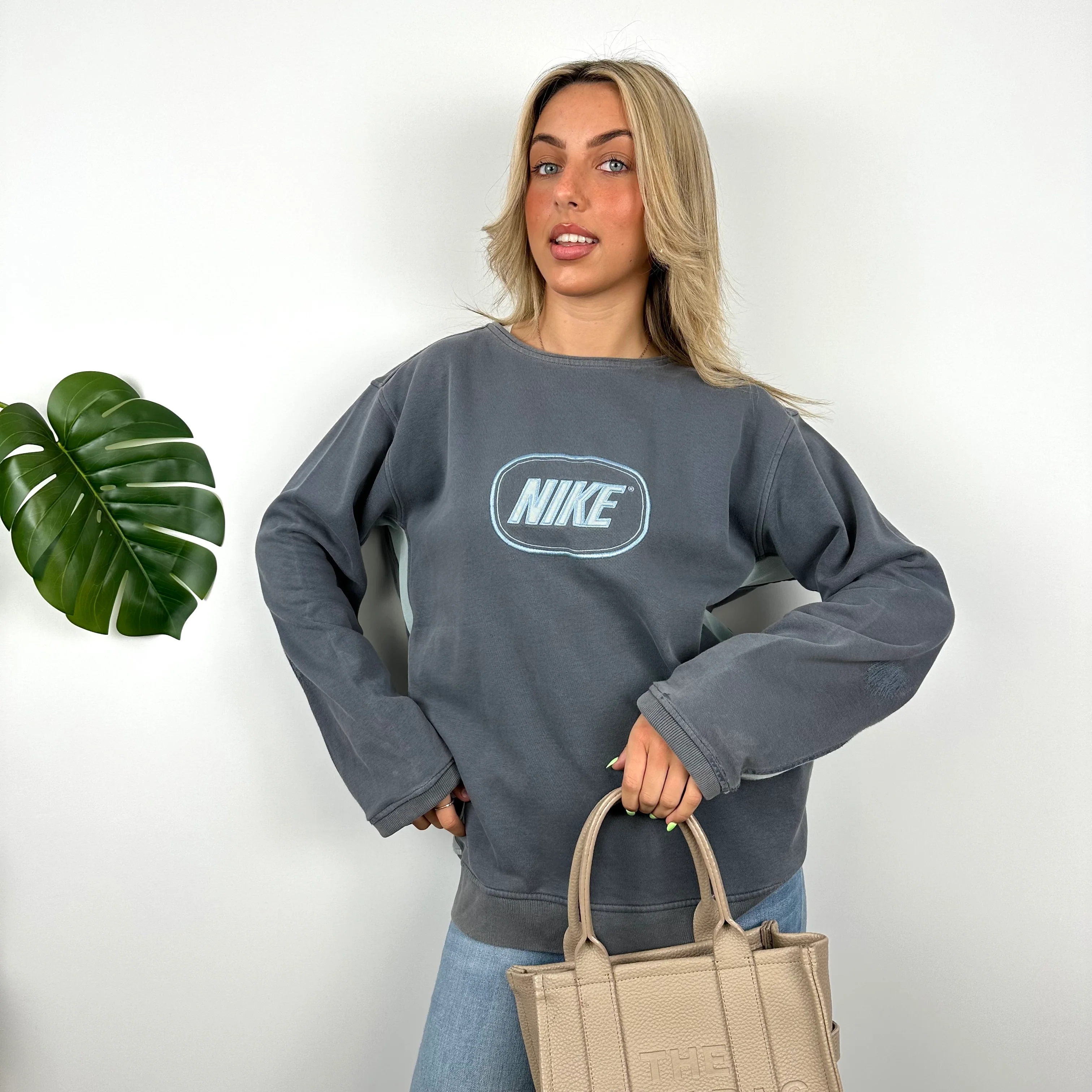Nike Navy Embroidered Spell Out Sweatshirt (L)